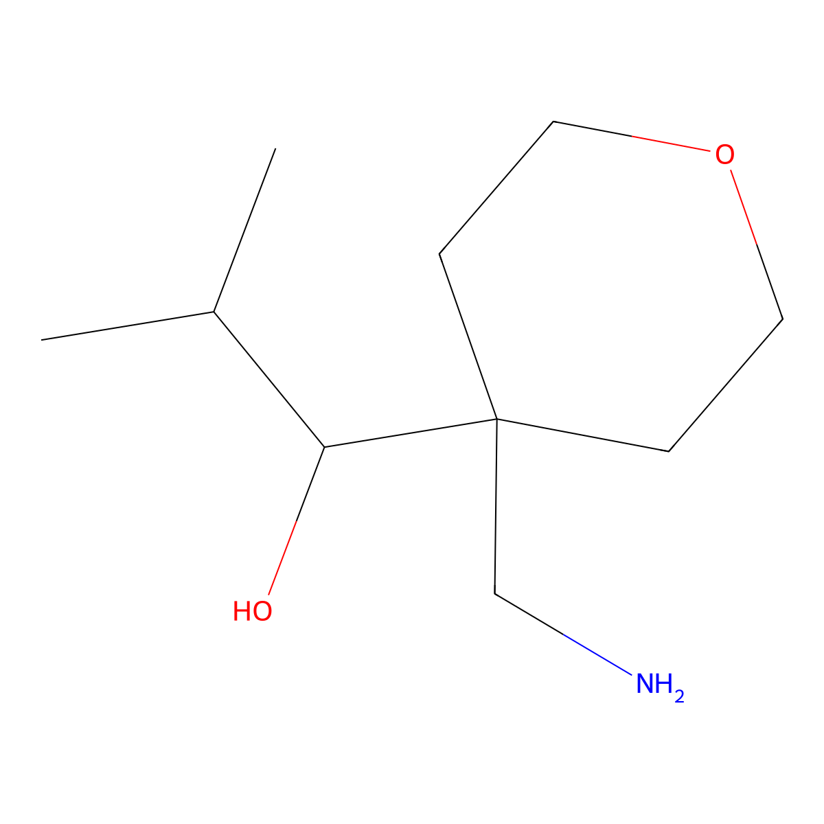 1-[4-(Aminomethyl)oxan-4-yl]-2-methylpropan-1-ol molecular structure, CAS 1533054-43-1