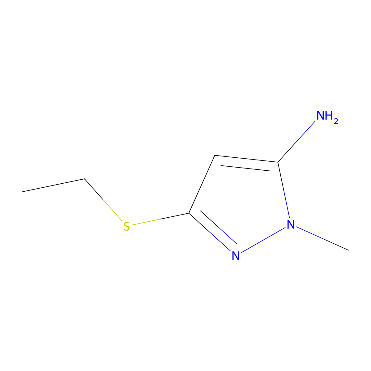 3-(ethylsulfanyl)-1-methyl-1H-pyrazol-5-amine molecular structure, CAS 1533116-74-3
