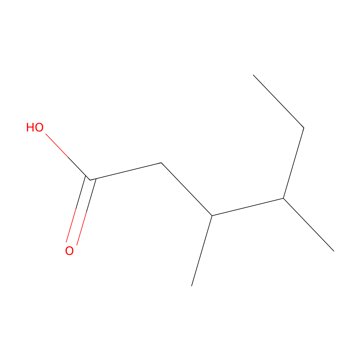 3,4-Dimethylhexanoic acid molecular structure, CAS 153312-53-9