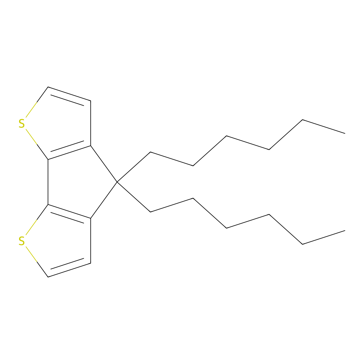 4,4-Dihexyl-4H-cyclopenta[1,2-b:5,4-b']dithiophene molecular structure, CAS 153312-86-8