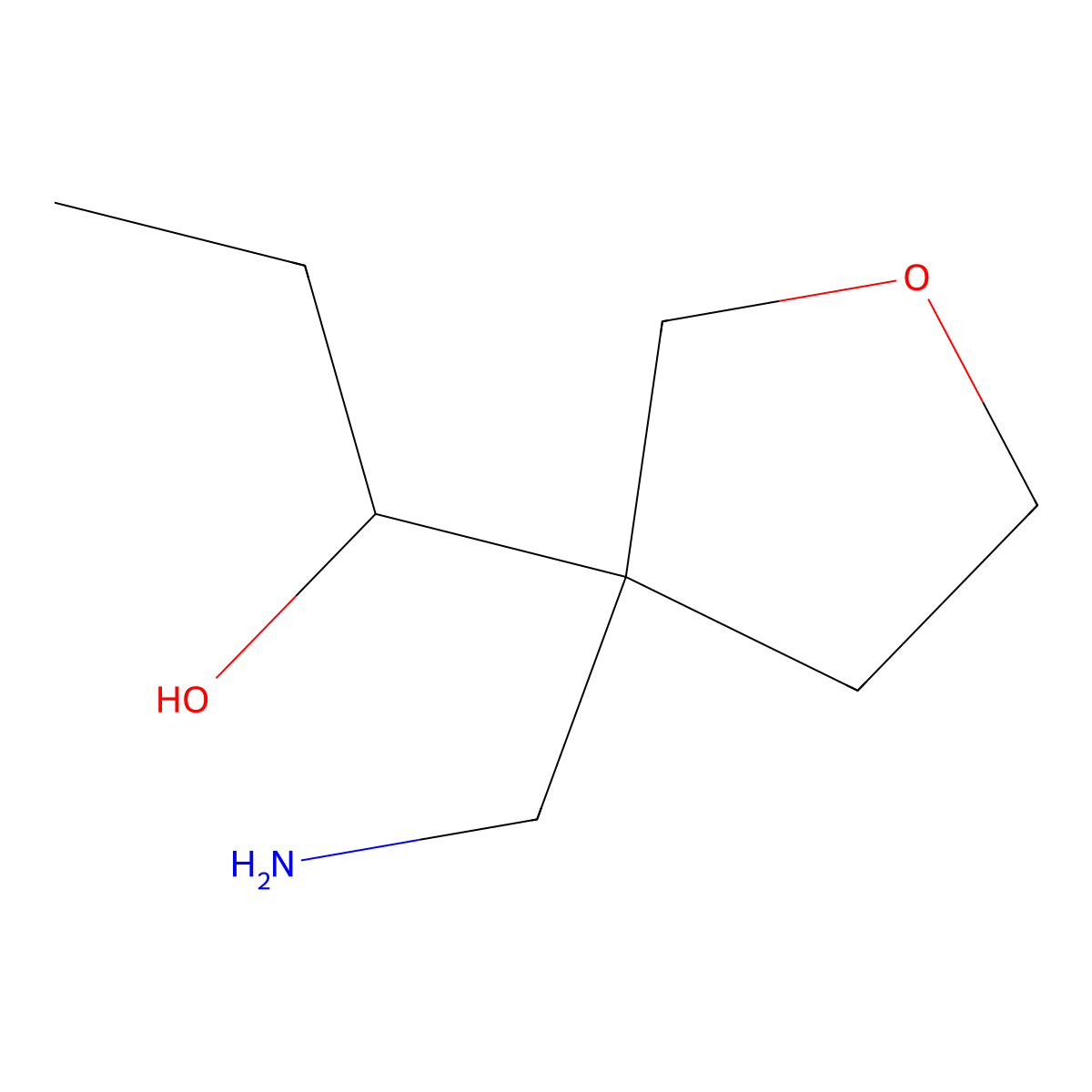 1-[3-(Aminomethyl)oxolan-3-yl]propan-1-ol molecular structure, CAS 1533137-58-4