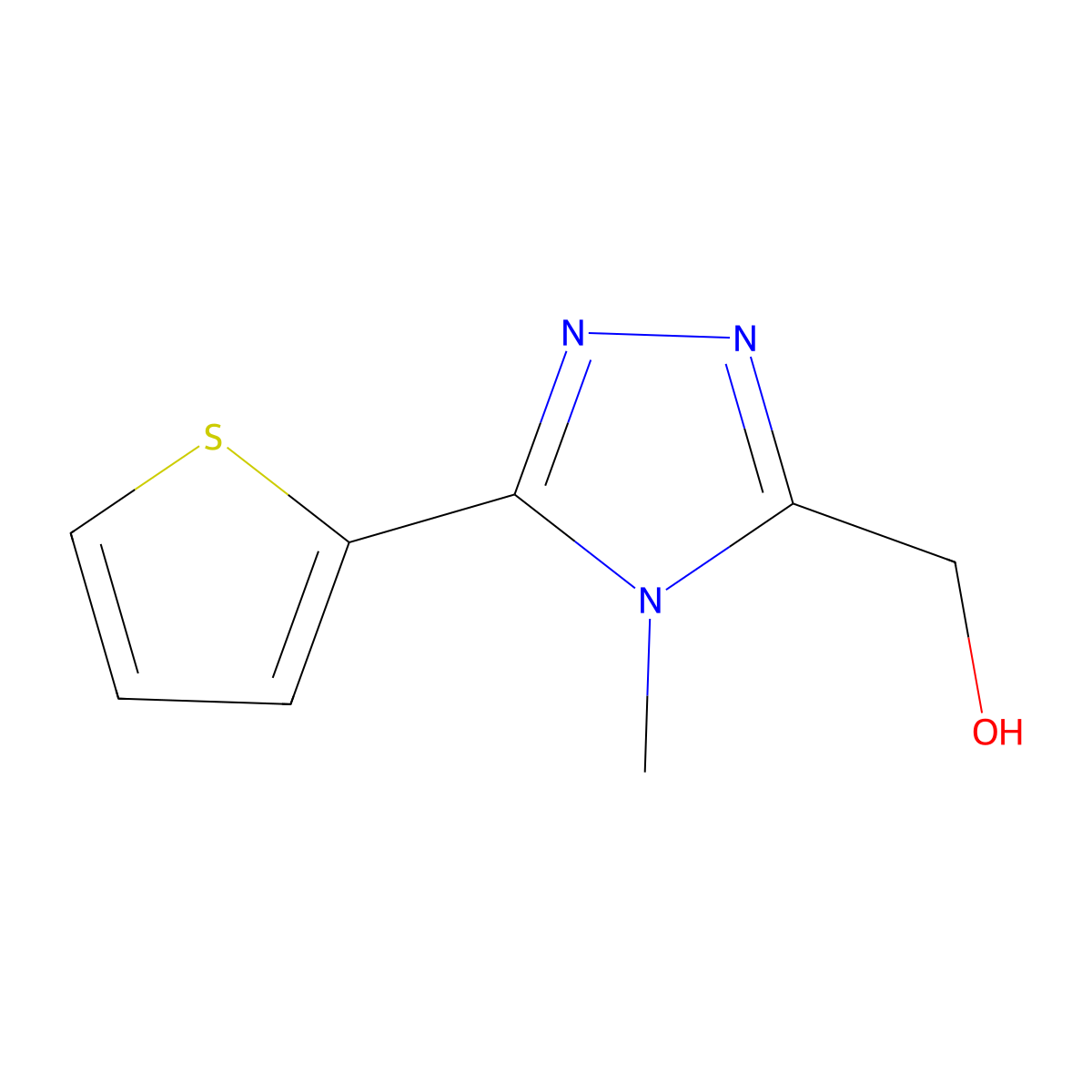 (4-Methyl-5-(thiophen-2-yl)-4H-1,2,4-triazol-3-yl)methanol molecular structure, CAS 1533172-92-7