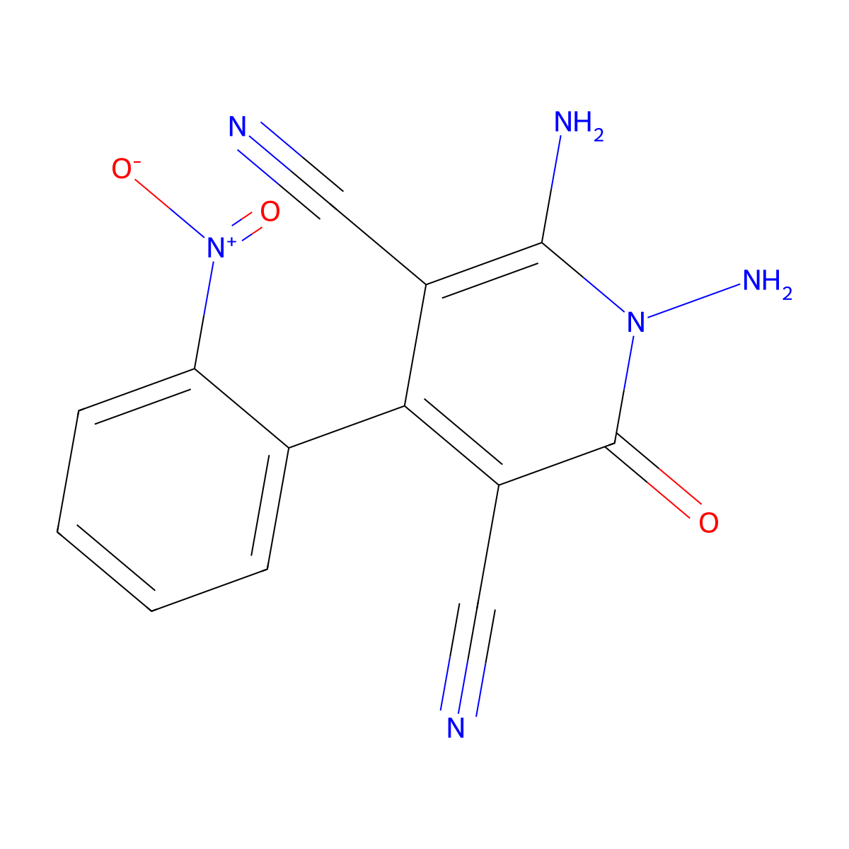 1,6-Diamino-4-(2-nitrophenyl)-2-oxo-1,2-dihydropyridine-3,5-dicarbonitrile molecular structure, CAS 153334-66-8