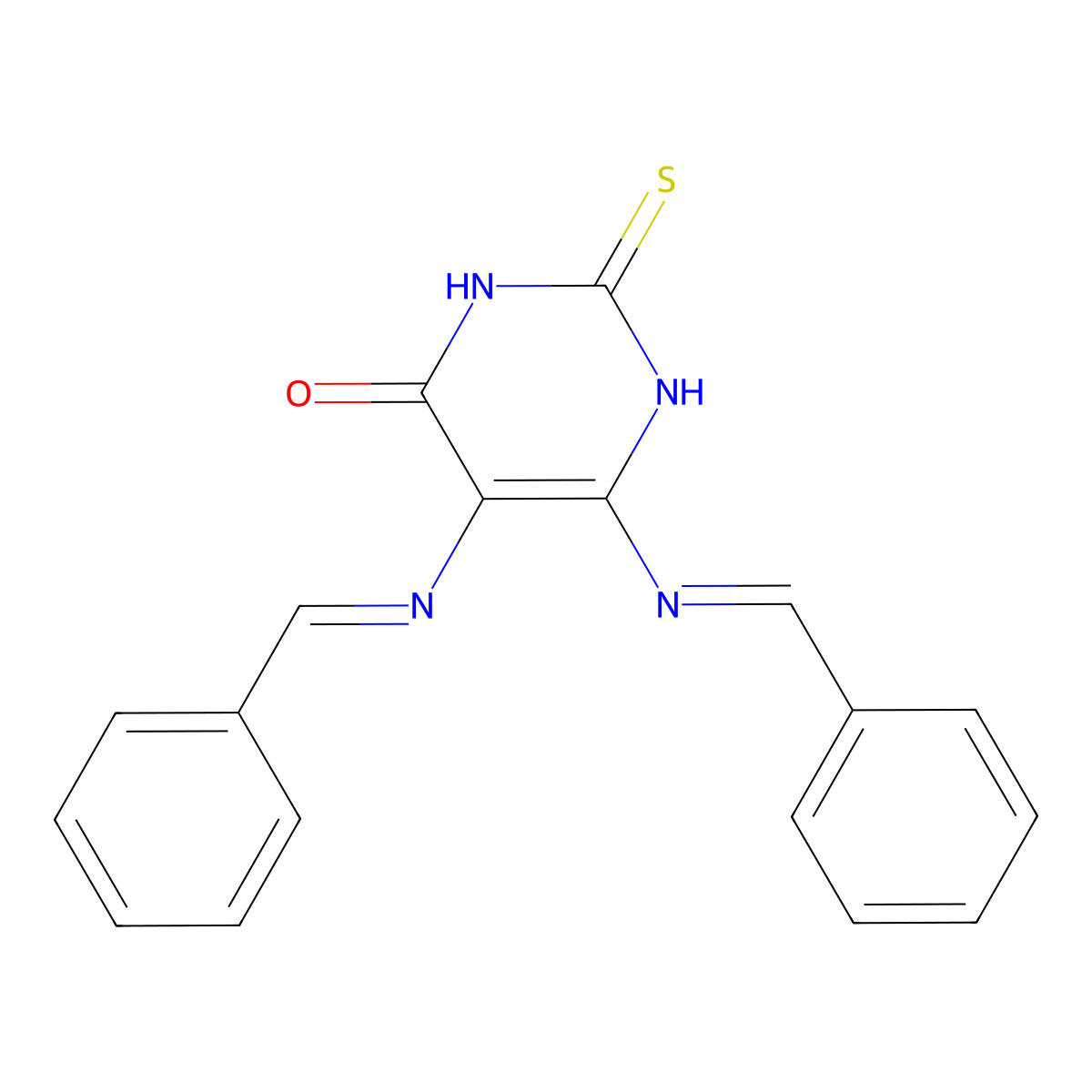 5,6-bis((E)-benzylideneamino)-2-thioxo-2,3-dihydropyrimidin-4(1H)-one molecular structure, CAS 1533426-72-0