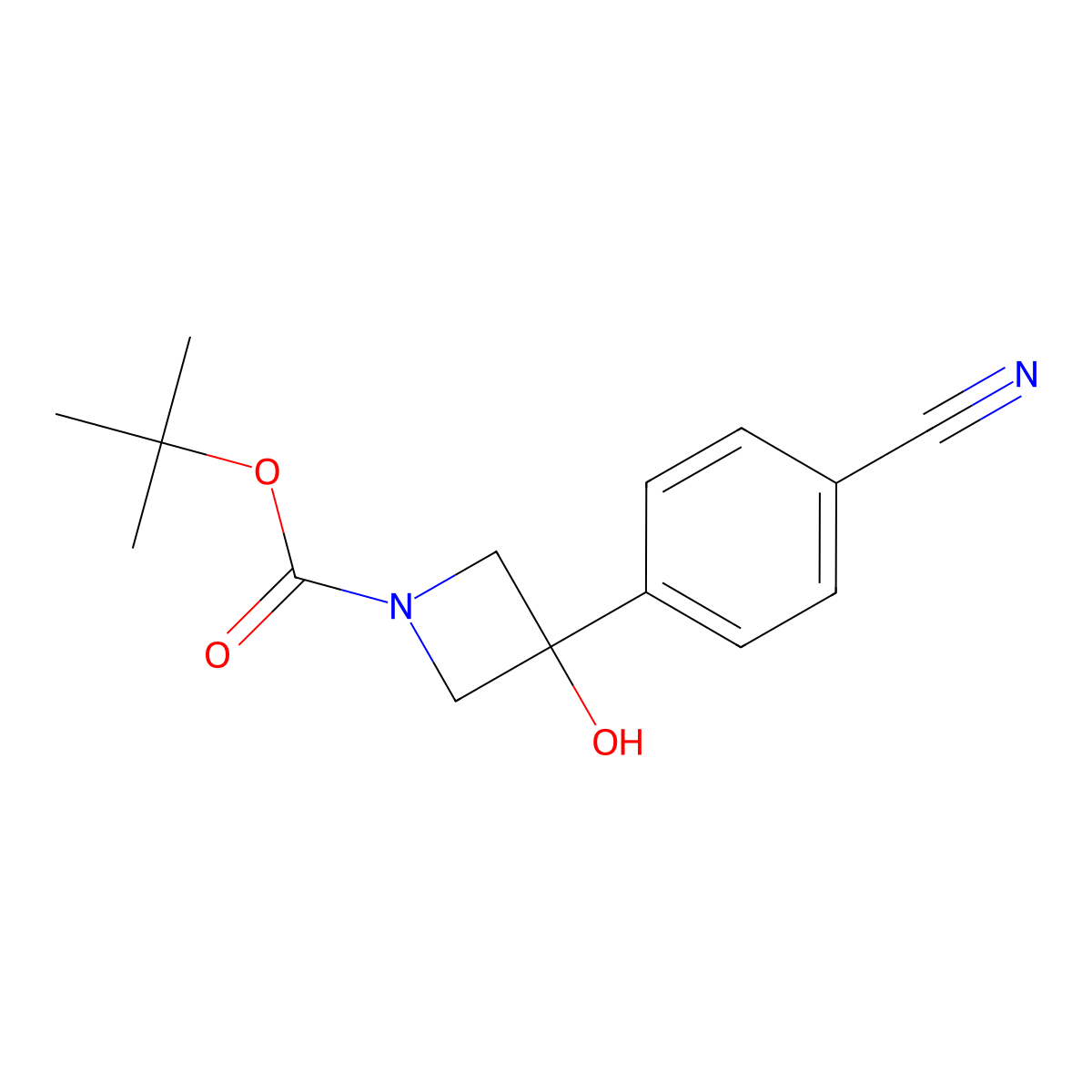 tert-Butyl 3-(4-cyanophenyl)-3-hydroxyazetidine-1-carboxylate molecular structure, CAS 1533440-75-3