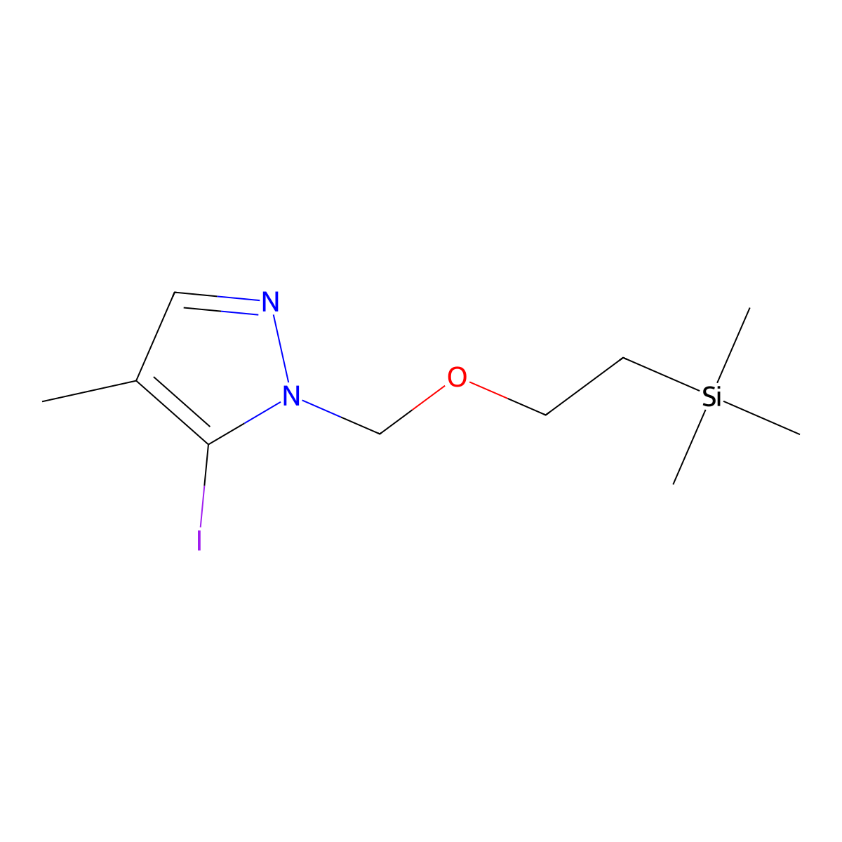 5-Iodo-4-methyl-1-((2-(trimethylsilyl)ethoxy)methyl)-1H-pyrazole molecular structure, CAS 1533442-14-6