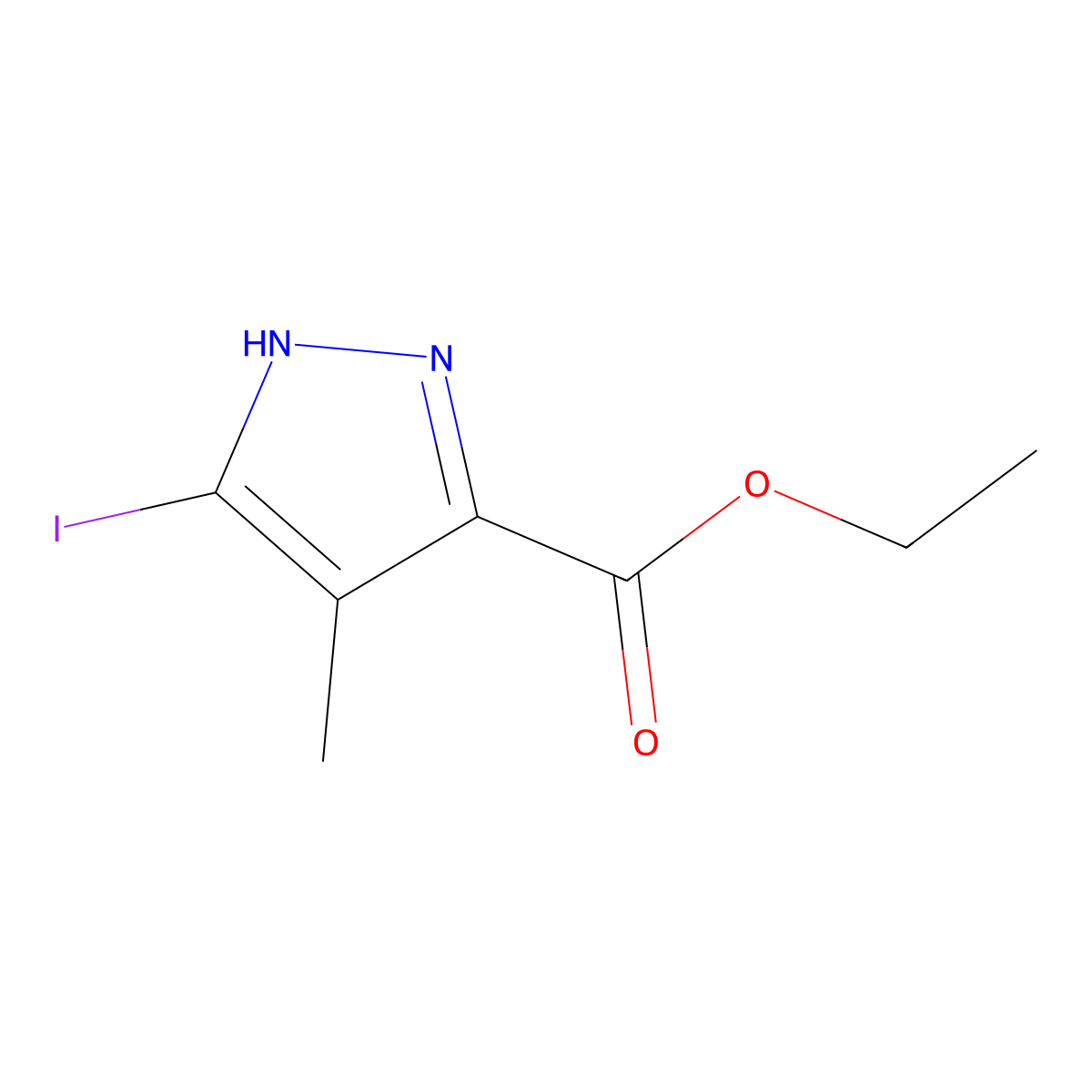 Ethyl 3-iodo-4-methyl-1H-pyrazole-5-carboxylate molecular structure, CAS 1533442-28-2
