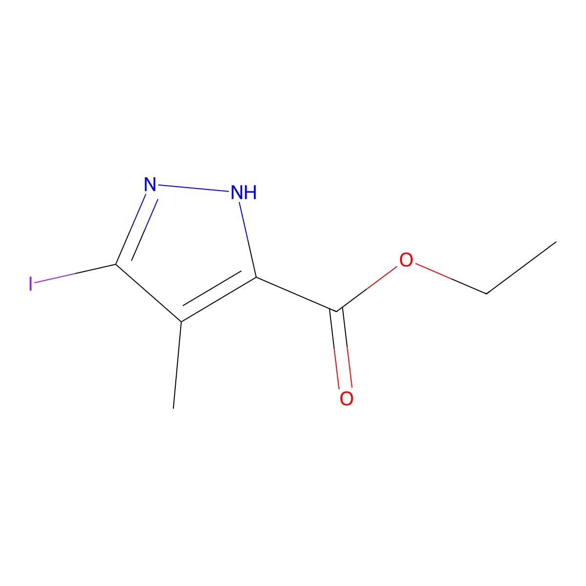 Ethyl 3-iodo-4-methyl-1H-pyrazole-5-carboxylate molecular structure, CAS 1533442-28-2