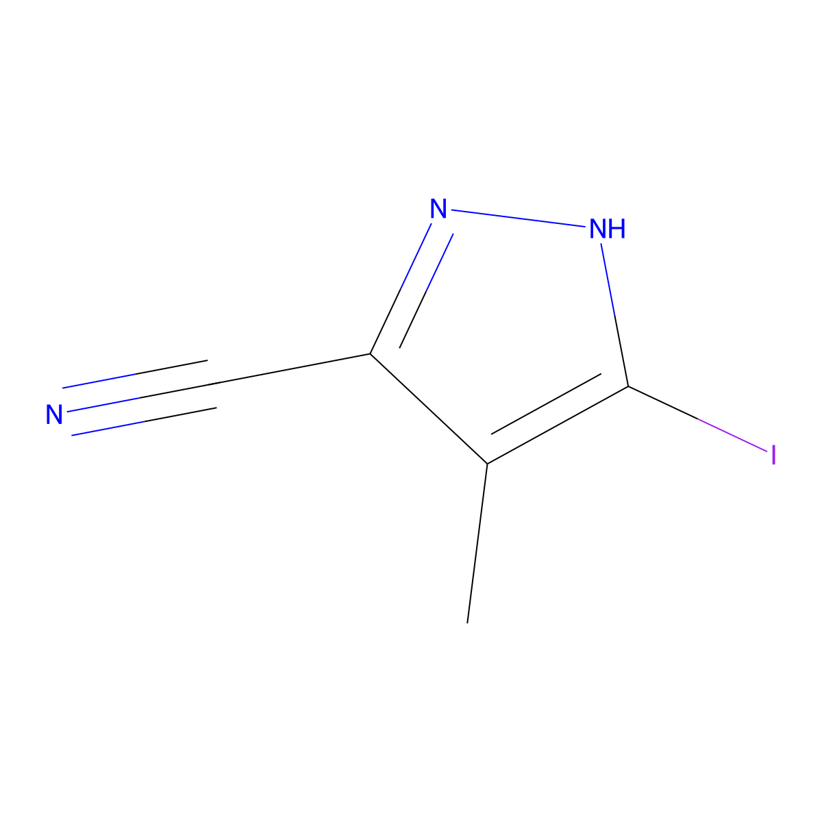5-Iodo-4-methyl-1H-pyrazole-3-carbonitrile molecular structure, CAS 1533442-30-6