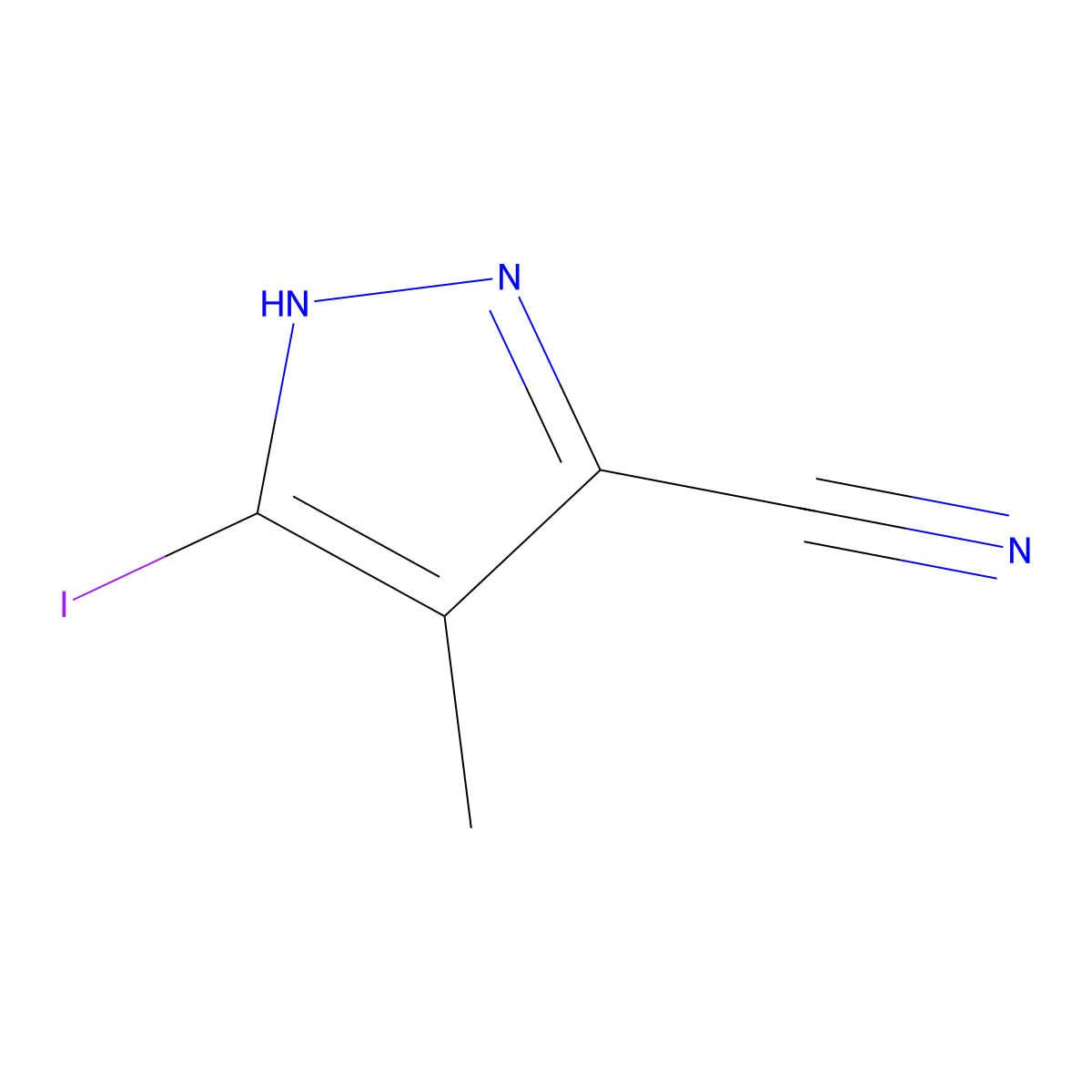5-Iodo-4-methyl-1H-pyrazole-3-carbonitrile molecular structure, CAS 1533442-30-6