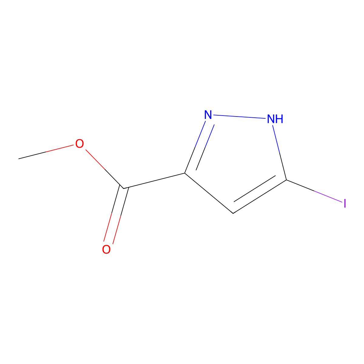 methyl 5-iodo-1H-pyrazole-3-carboxylate molecular structure, CAS 1533442-31-7