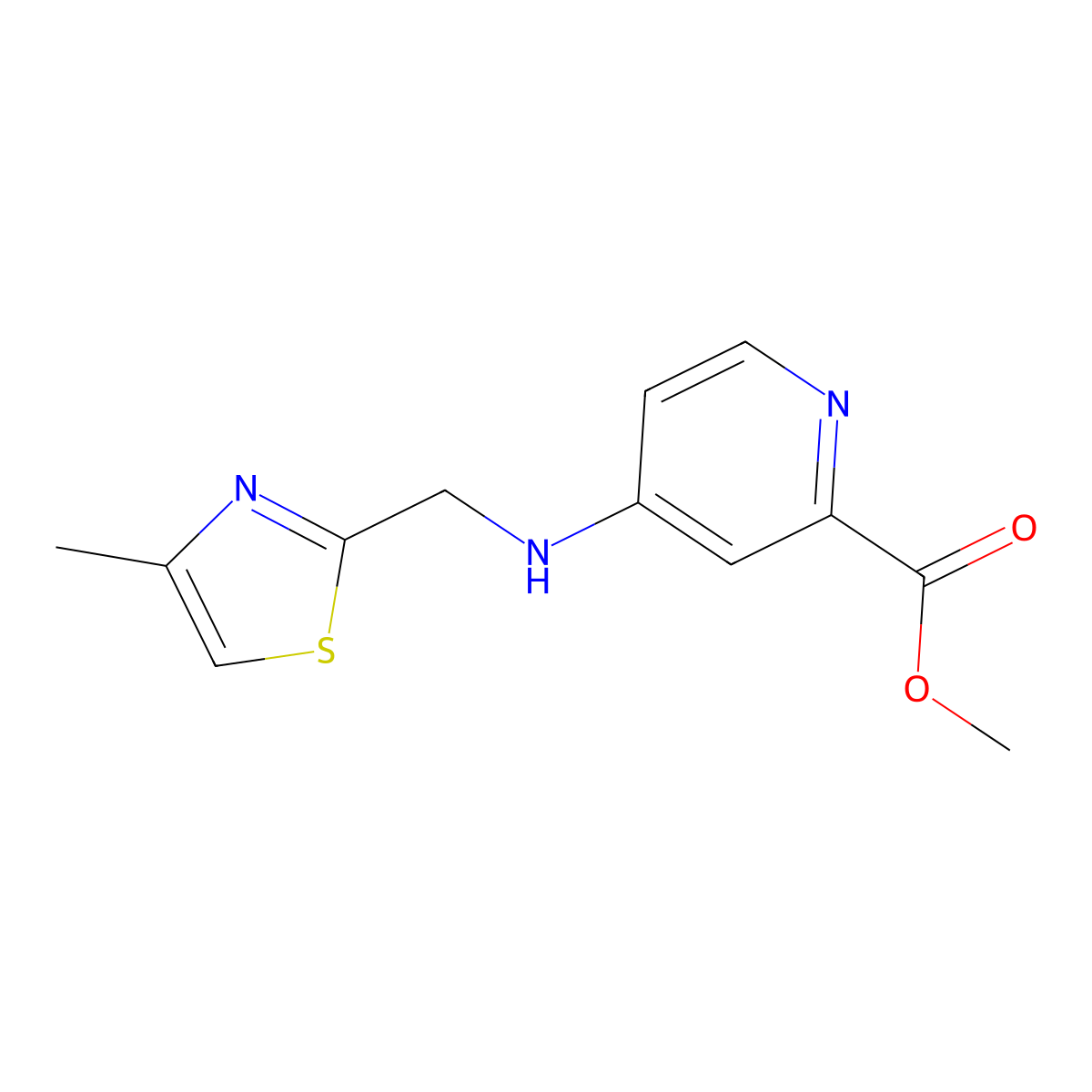 Methyl 4-{[(4-methyl-1,3-thiazol-2-yl)methyl]amino}pyridine-2-carboxylate molecular structure, CAS 1533522-34-7