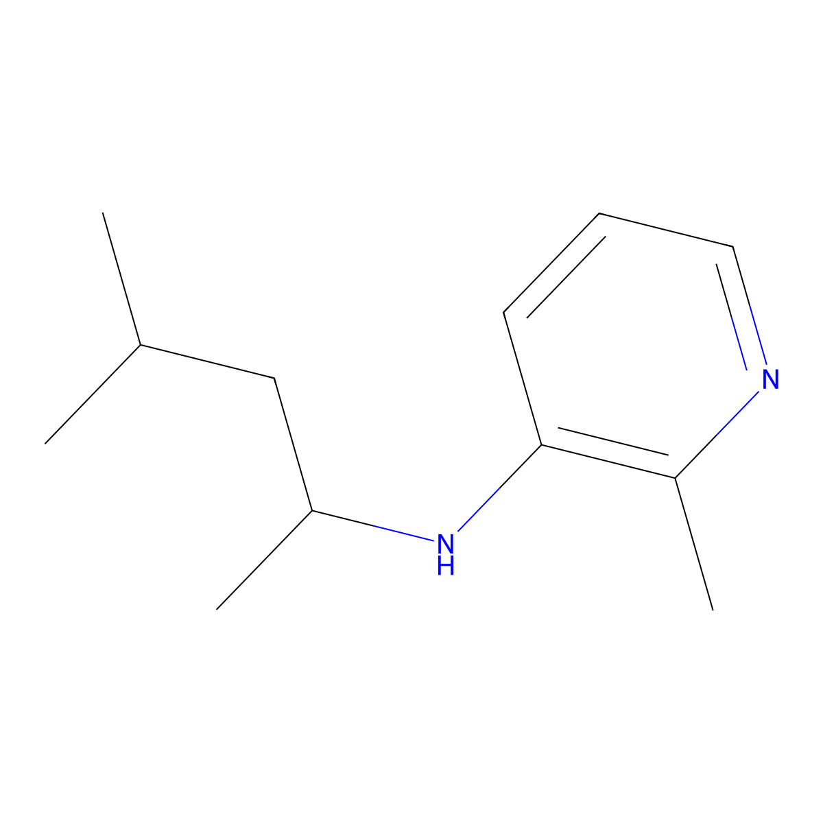 2-methyl-N-(4-methylpentan-2-yl)pyridin-3-amine molecular structure, CAS 1533540-39-4