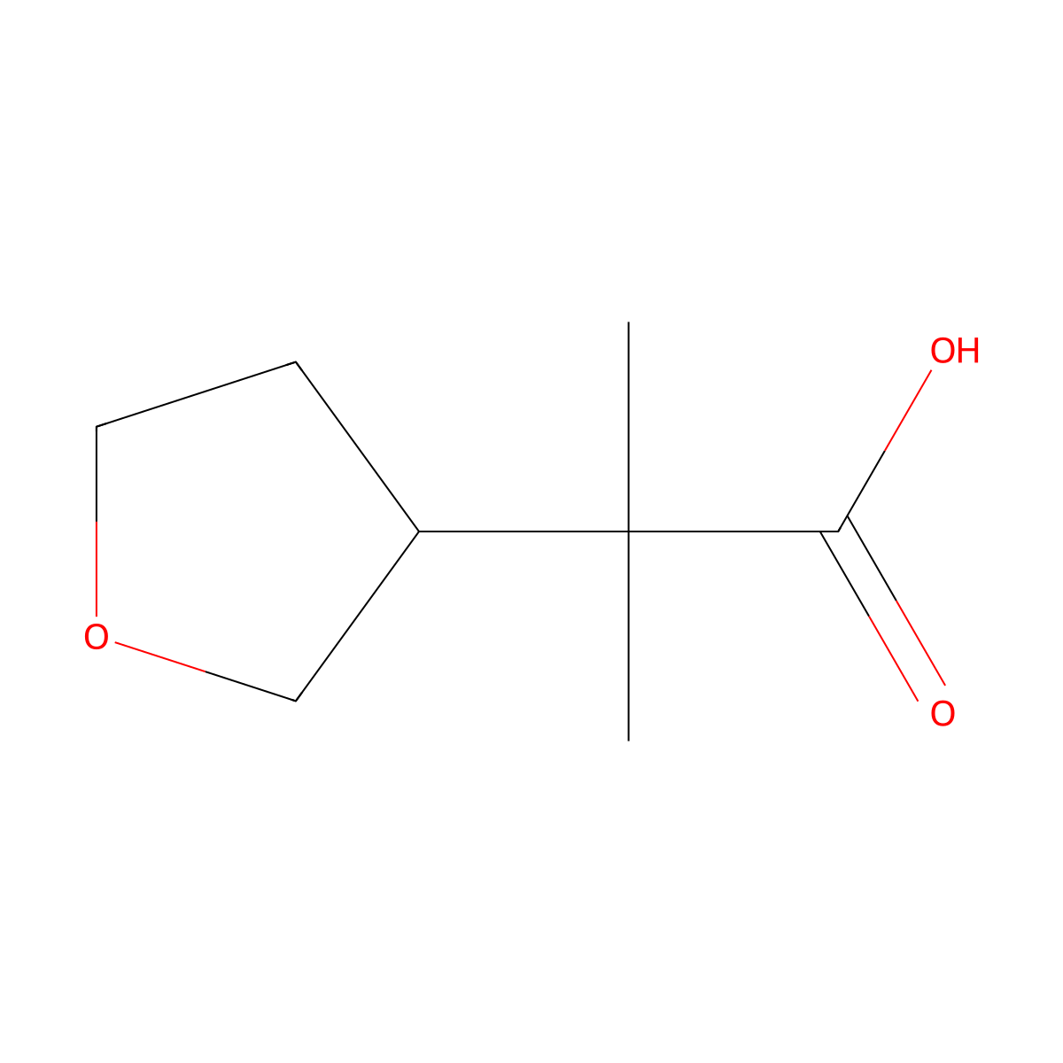 2-Methyl-2-(tetrahydrofuran-3-yl)propanoic acid molecular structure, CAS 1533545-45-7