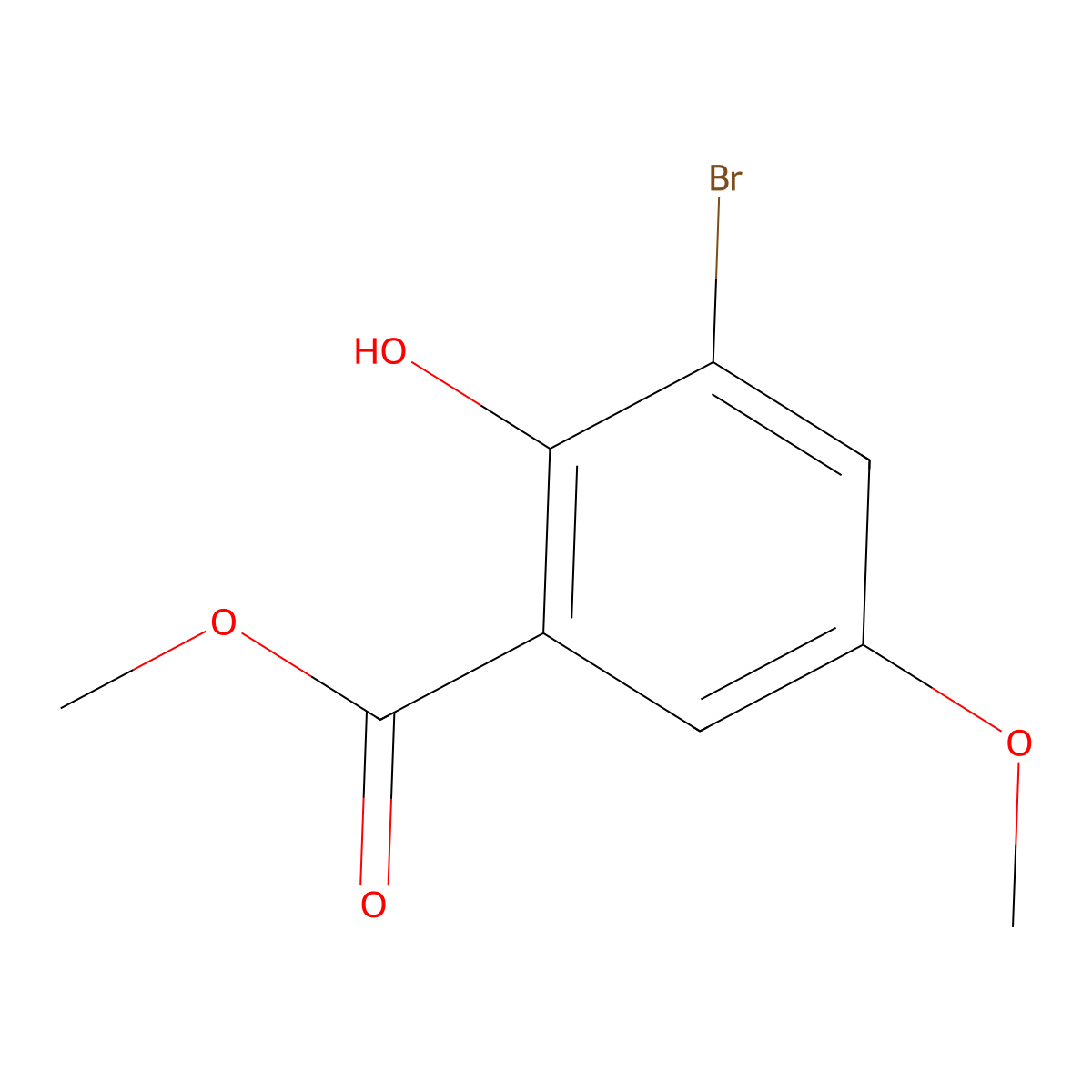 Benzoic acid, 3-bromo-2-hydroxy-5-methoxy-, methyl ester molecular structure, CAS 153355-46-5