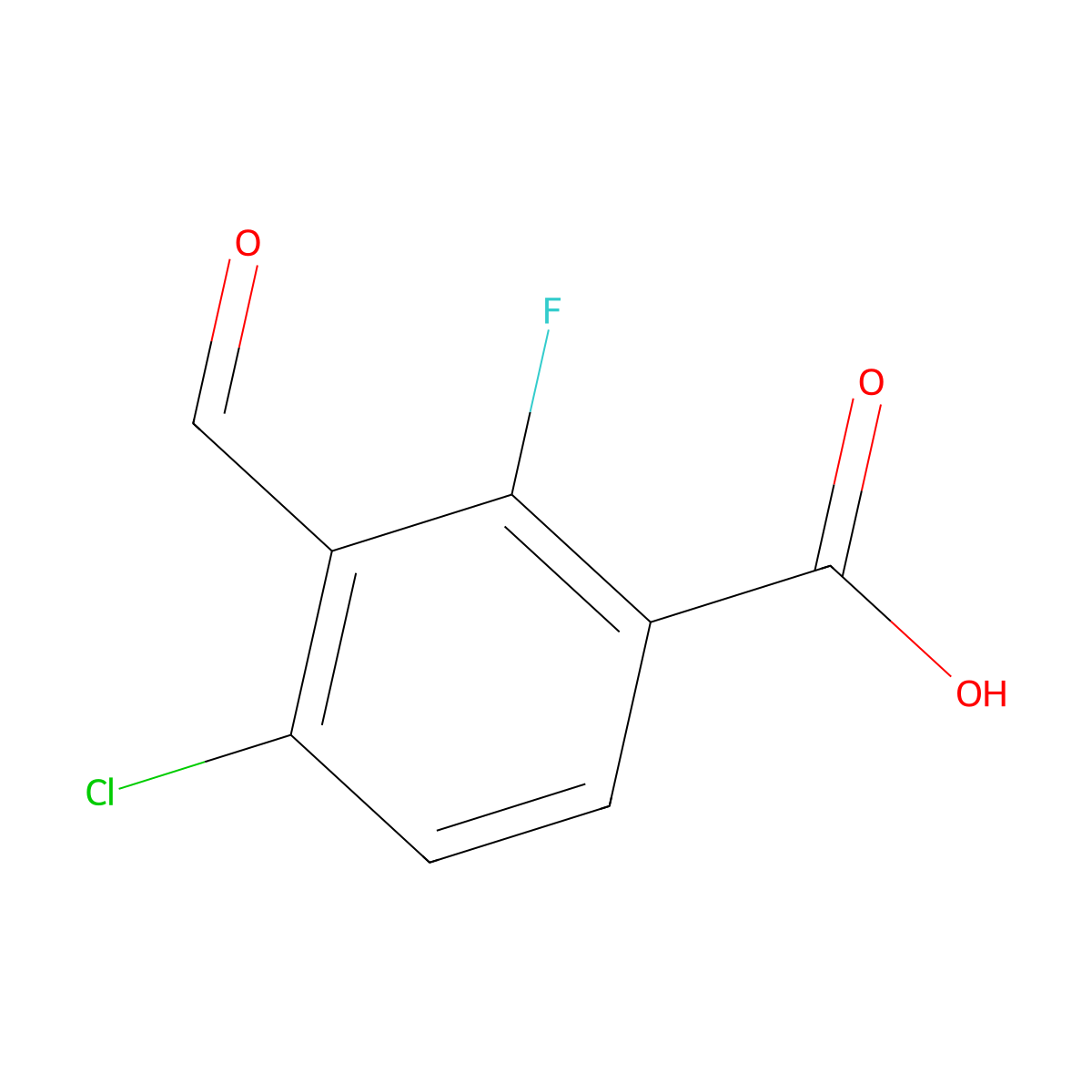 4-Chloro-2-fluoro-3-formylbenzoic acid molecular structure, CAS 1533557-68-4