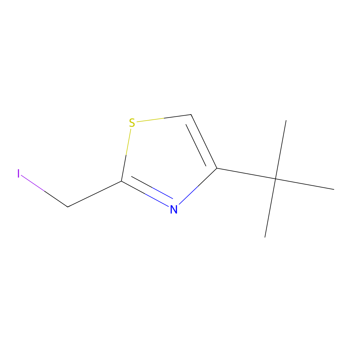 4-Tert-butyl-2-(iodomethyl)-1,3-thiazole molecular structure, CAS 1533567-37-1