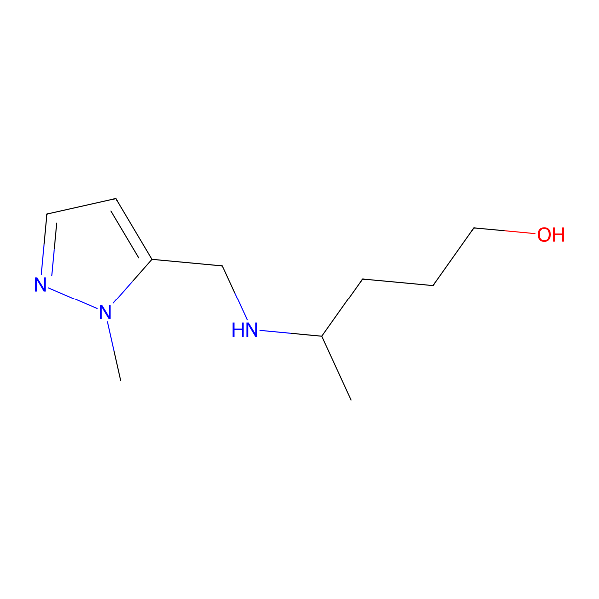 4-{[(1-methyl-1H-pyrazol-5-yl)methyl]amino}pentan-1-ol molecular structure, CAS 1533571-45-7