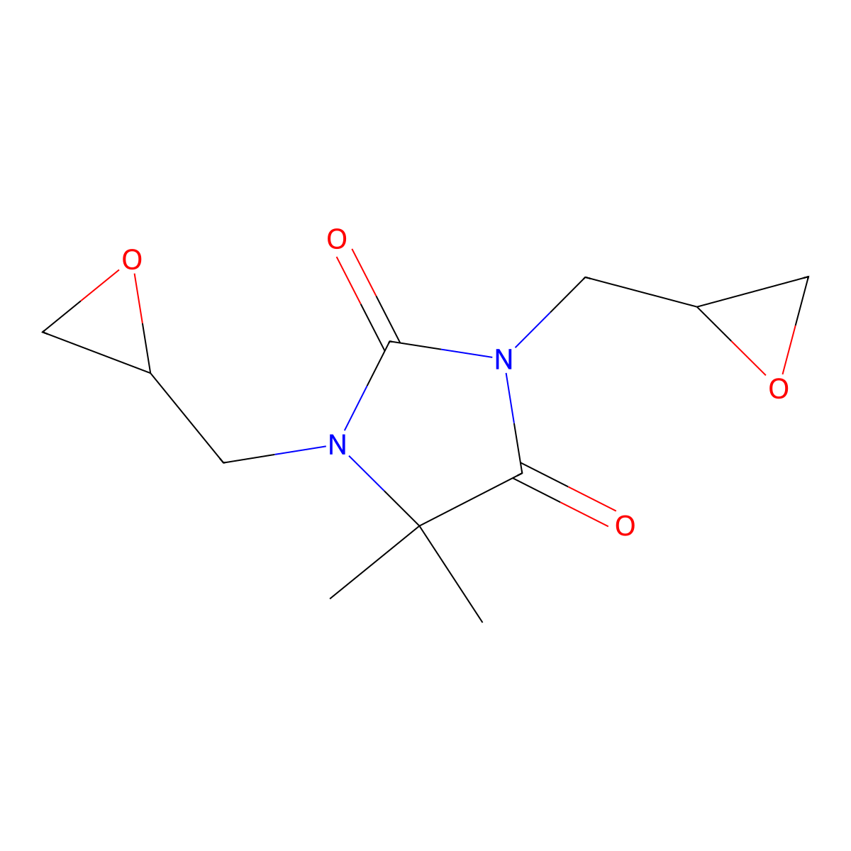 2,4-Imidazolidinedione, 5,5-dimethyl-1,3-bis(2-oxiranylmethyl)- molecular structure, CAS 15336-81-9