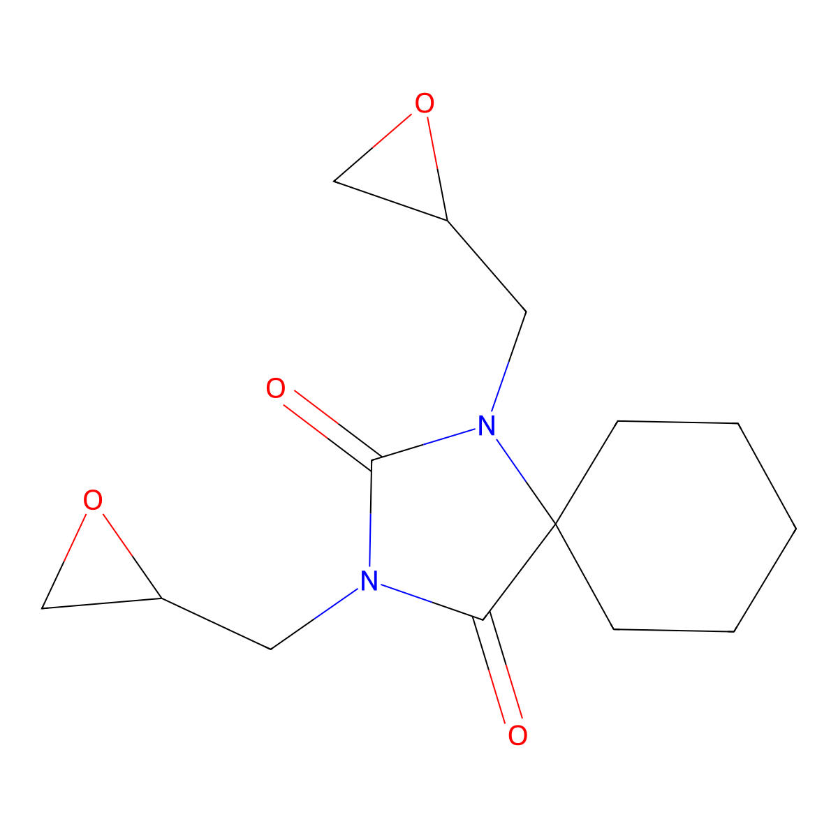 1,3-Diazaspiro(4.5)decane-2,4-dione, 1,3-bis(2-oxiranylmethyl)- molecular structure, CAS 15336-84-2