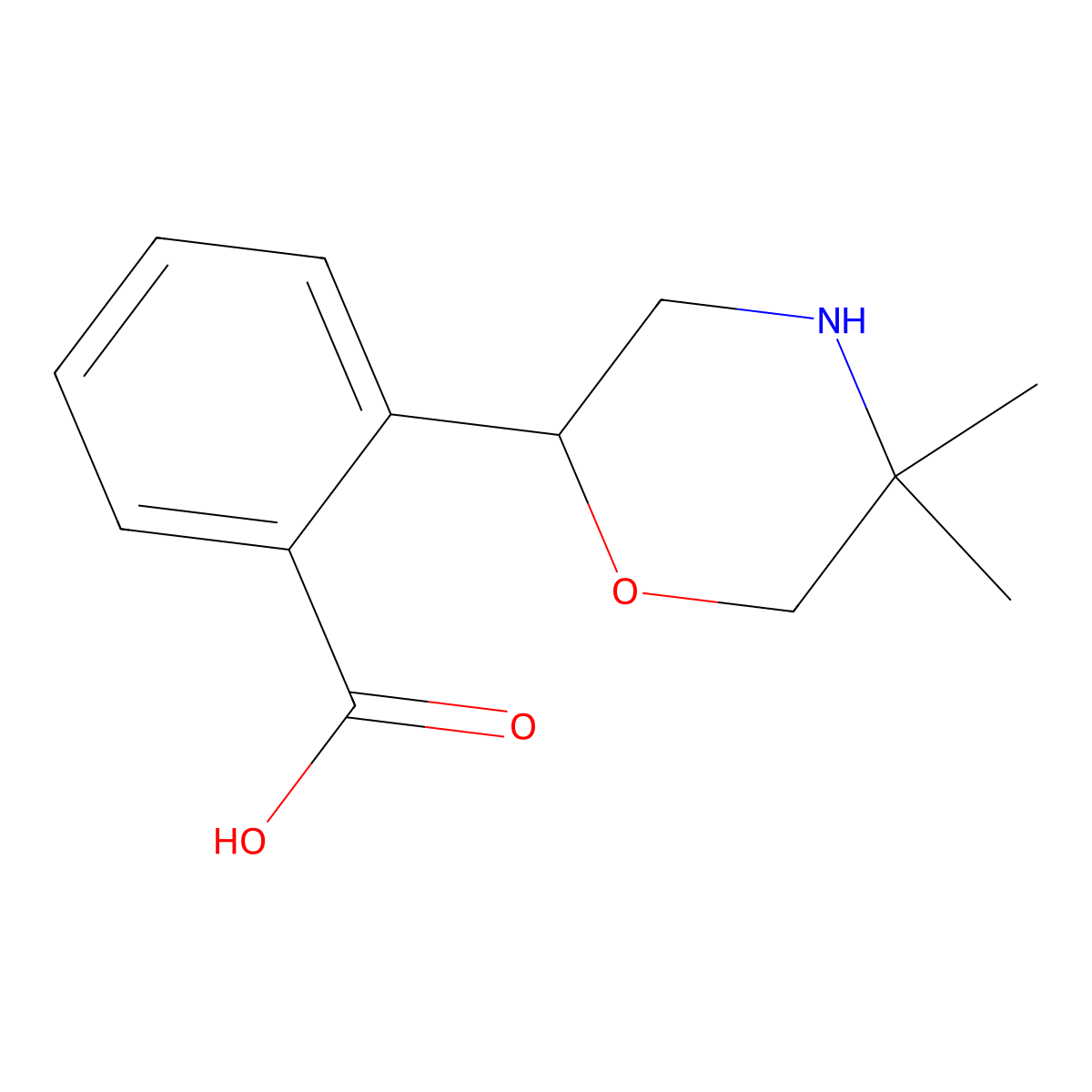 2-(5,5-Dimethylmorpholin-2-yl)benzoic acid molecular structure, CAS 1533603-48-3