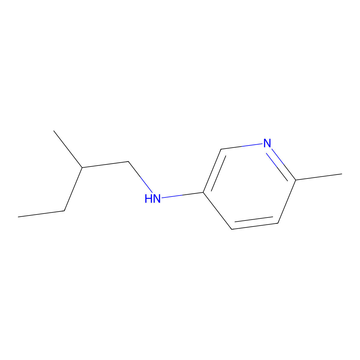 6-methyl-N-(2-methylbutyl)pyridin-3-amine molecular structure, CAS 1533616-17-9