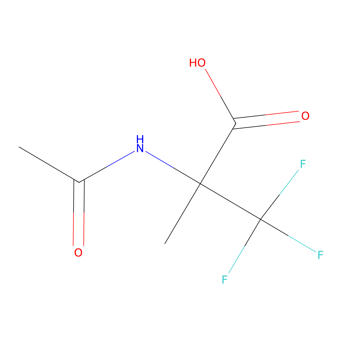 2-Acetamido-3,3,3-trifluoro-2-methylpropanoic acid molecular structure, CAS 1533643-48-9