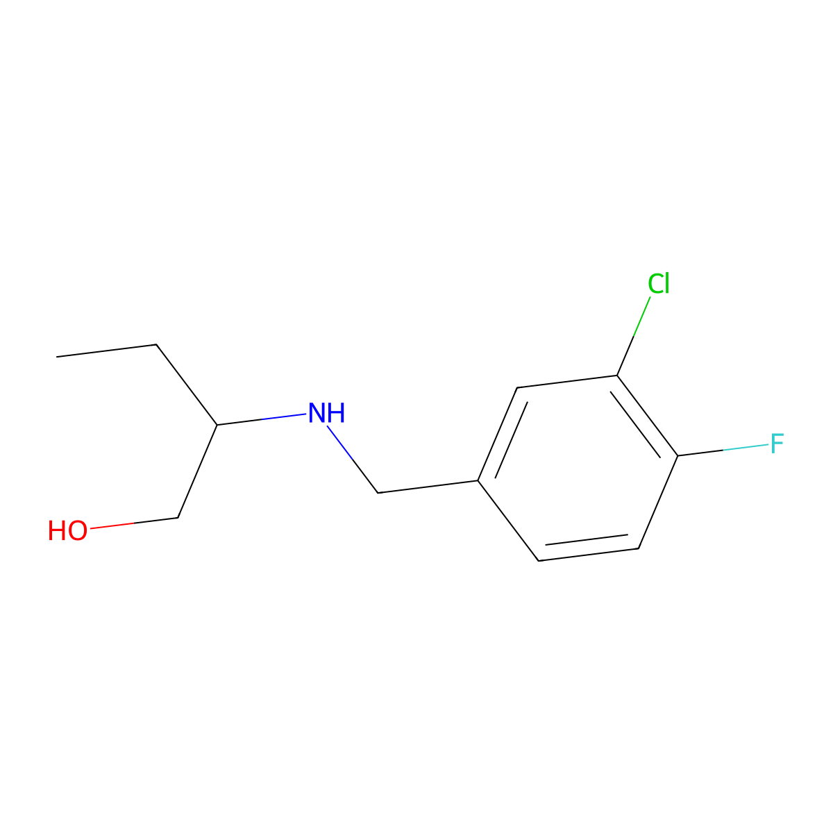 2-{[(3-Chloro-4-fluorophenyl)methyl]amino}butan-1-ol molecular structure, CAS 1533660-71-7