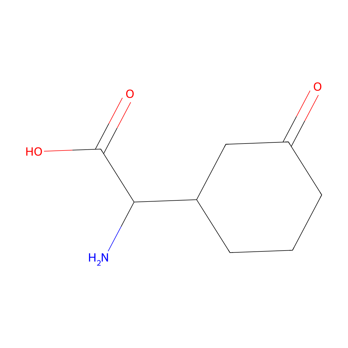 2-Amino-2-(3-oxocyclohexyl)acetic acid molecular structure, CAS 1533706-69-2