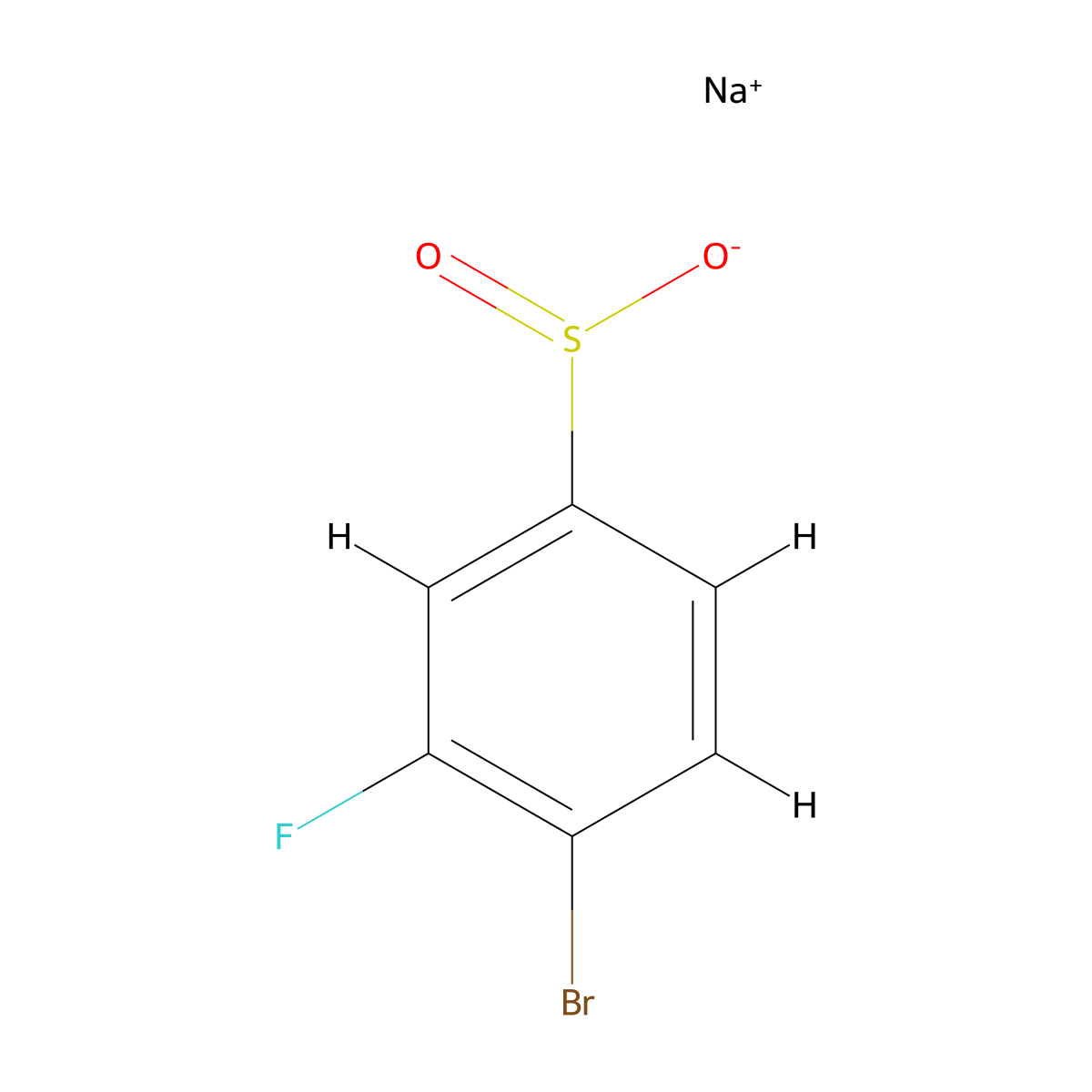 Sodium 4-bromo-3-fluorobenzene-1-sulfinate molecular structure, CAS 1533727-98-8