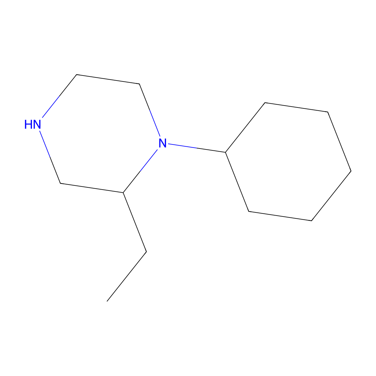 1-Cyclohexyl-2-ethylpiperazine molecular structure, CAS 1533757-61-7