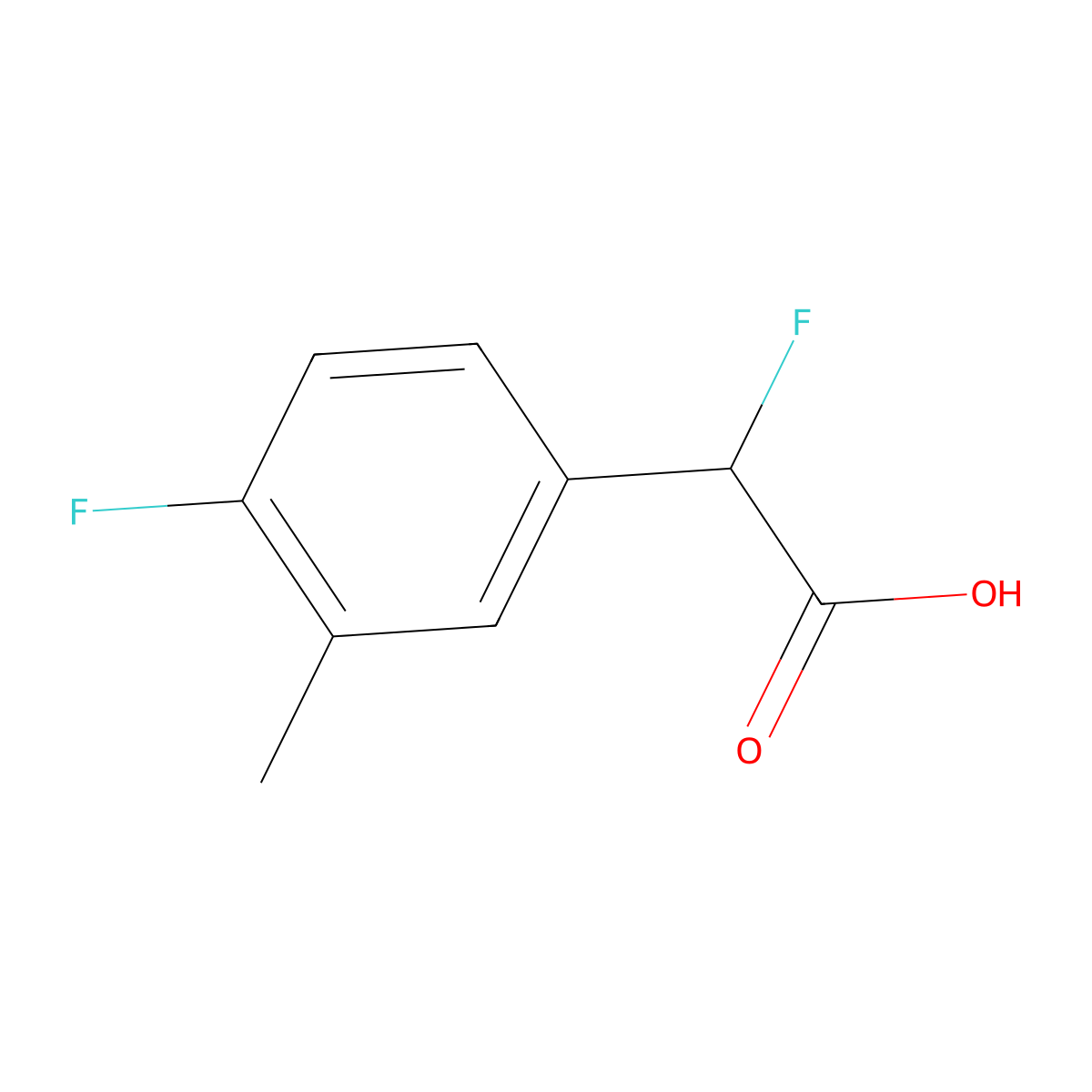 2-Fluoro-2-(4-fluoro-3-methylphenyl)acetic acid molecular structure, CAS 1533850-16-6