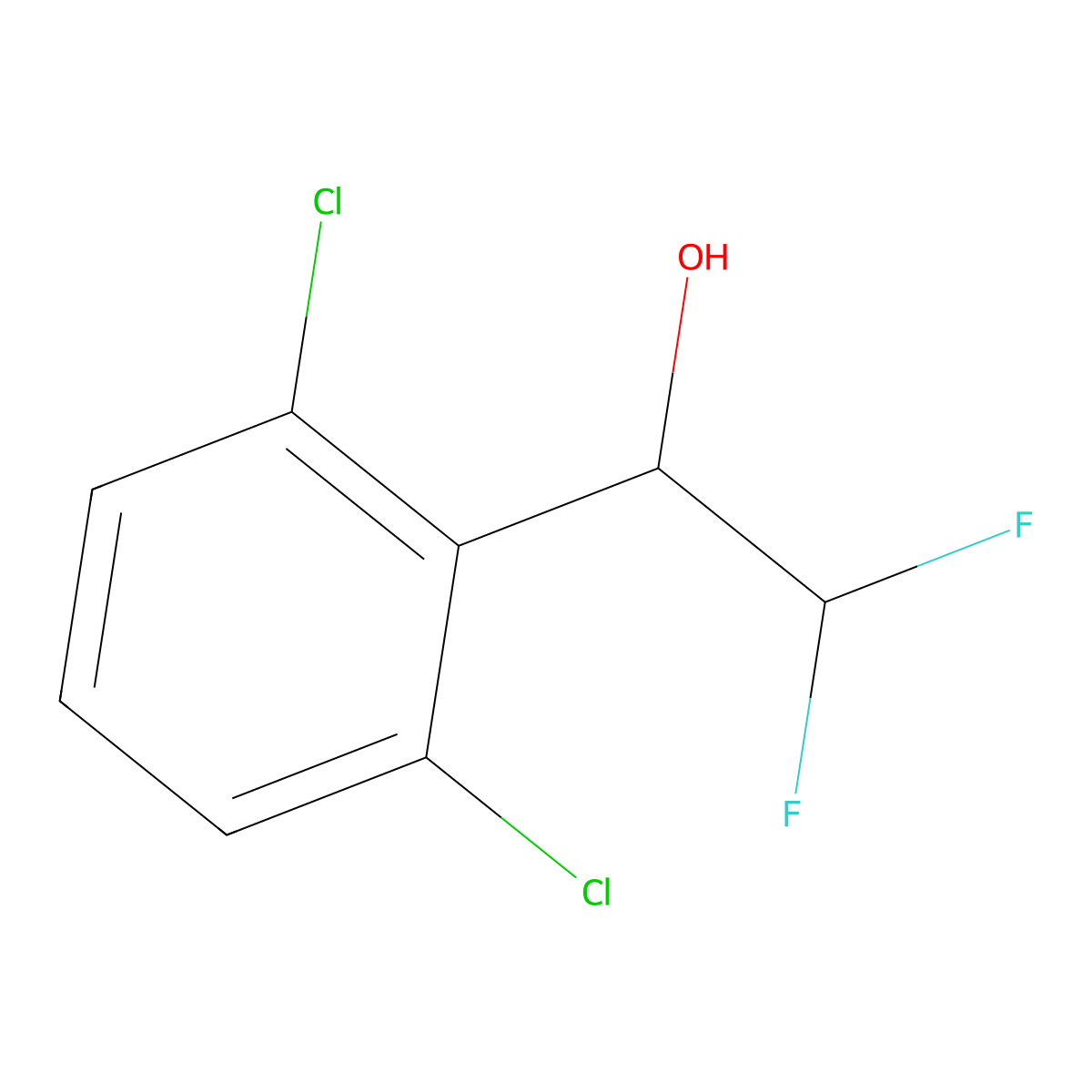 1-(2,6-Dichlorophenyl)-2,2-difluoroethan-1-ol molecular structure, CAS 1533850-71-3