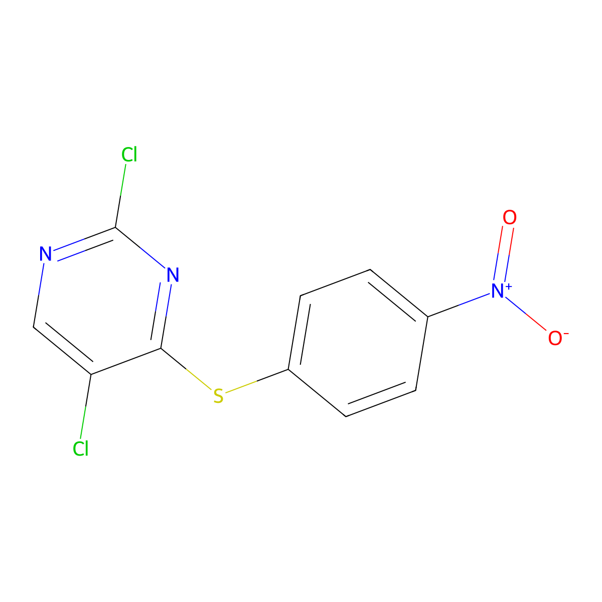 2,5-Dichloro-4-[(4-nitrophenyl)sulfanyl]pyrimidine molecular structure, CAS 1533867-24-1