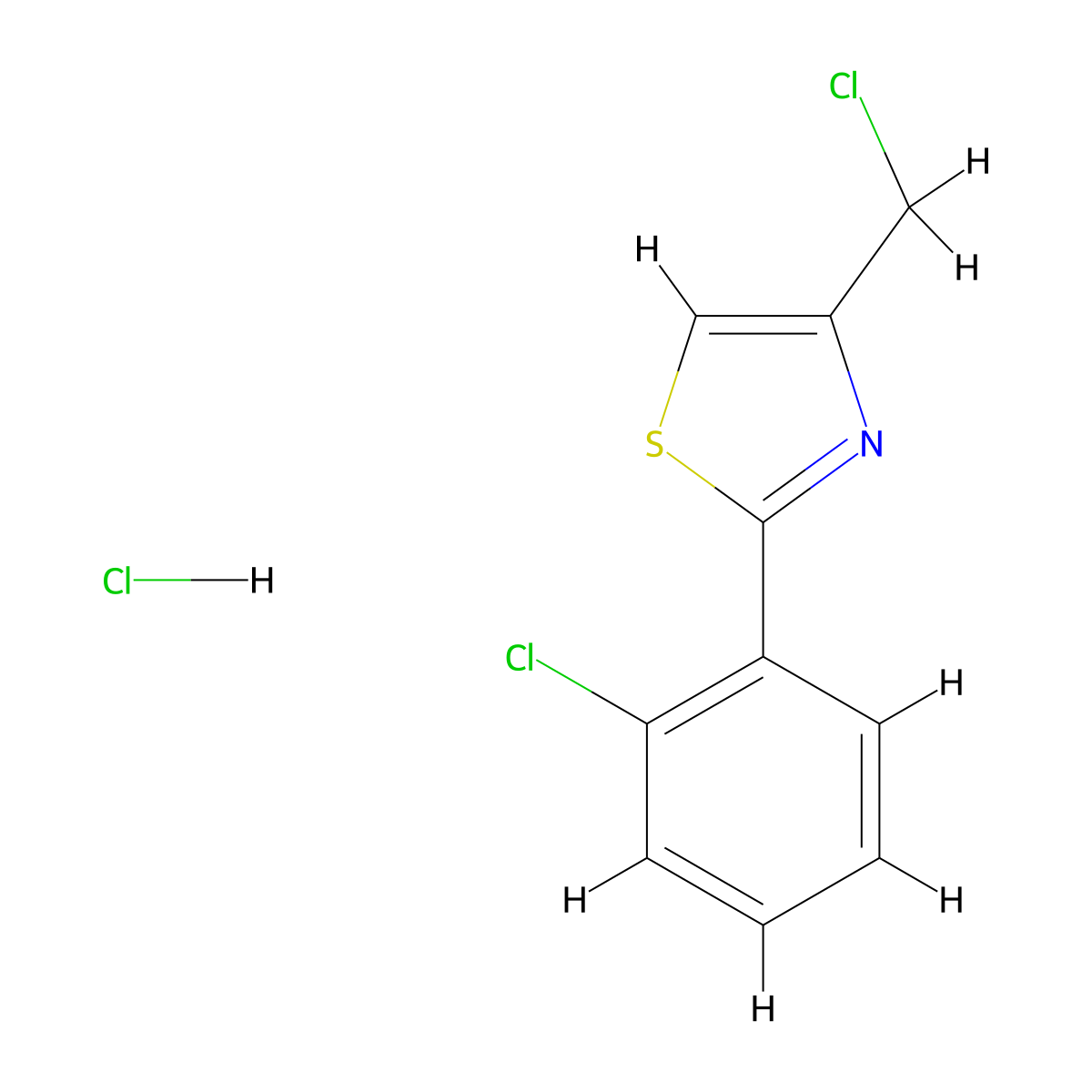 4-(Chloromethyl)-2-(2-chlorophenyl)-1,3-thiazole hydrochloride molecular structure, CAS 1533868-34-6