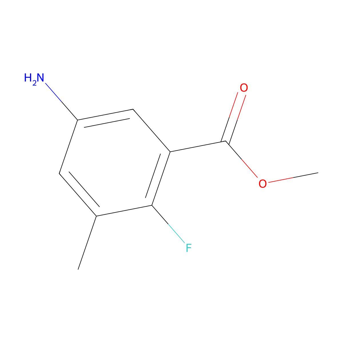 Methyl 5-amino-2-fluoro-3-methylbenzoate molecular structure, CAS 1533872-66-0