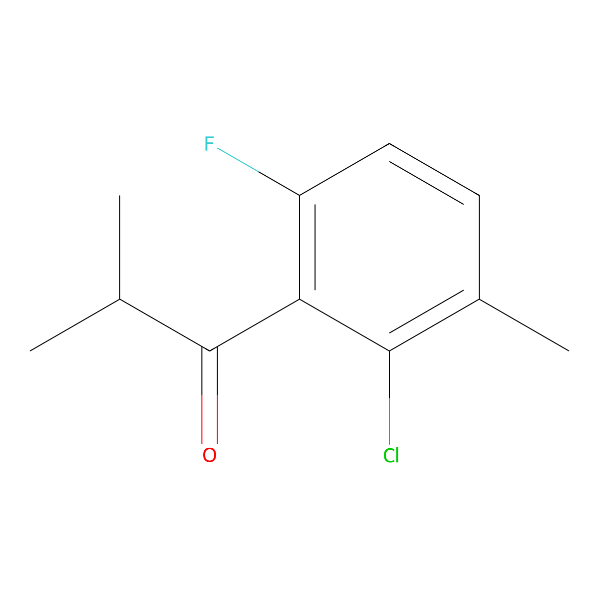 1-(2-Chloro-6-fluoro-3-methylphenyl)-2-methylpropan-1-one molecular structure, CAS 1533907-04-8
