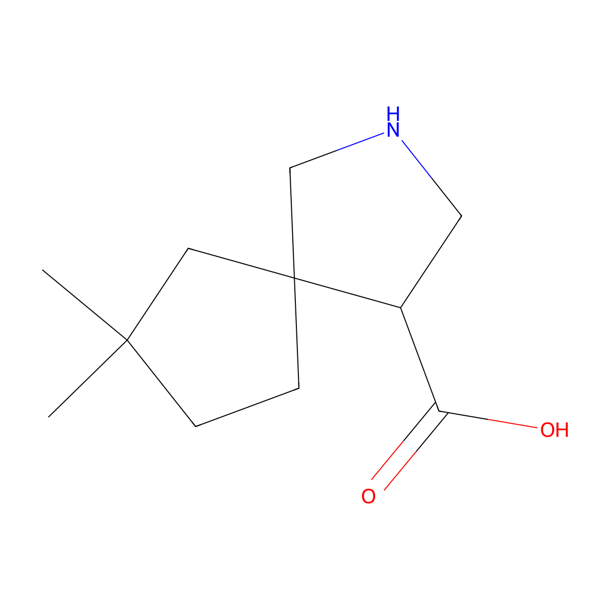 7,7-Dimethyl-2-azaspiro[4.4]nonane-4-carboxylic acid molecular structure, CAS 1533910-33-6