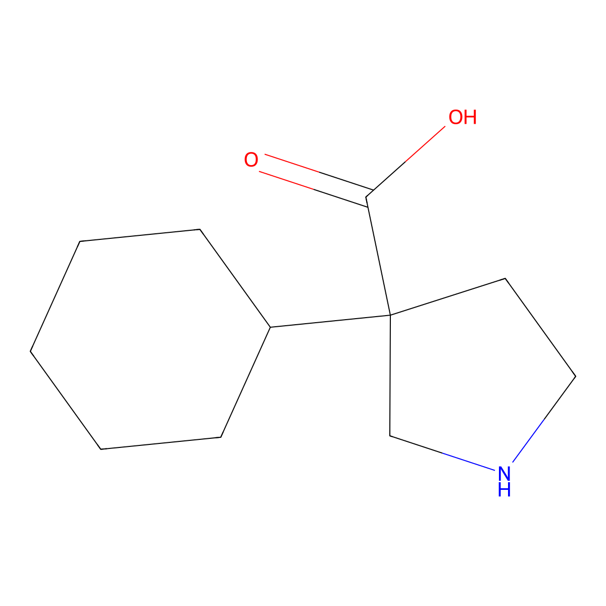 3-Cyclohexylpyrrolidine-3-carboxylic acid molecular structure, CAS 1533911-49-7