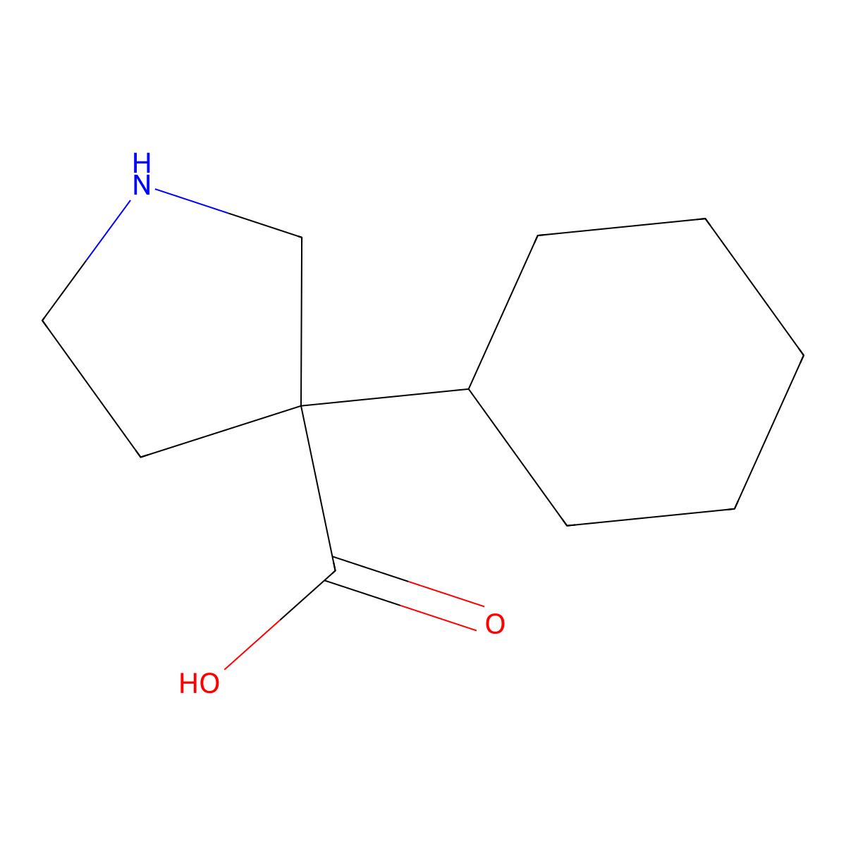 3-Cyclohexylpyrrolidine-3-carboxylic acid molecular structure, CAS 1533911-49-7