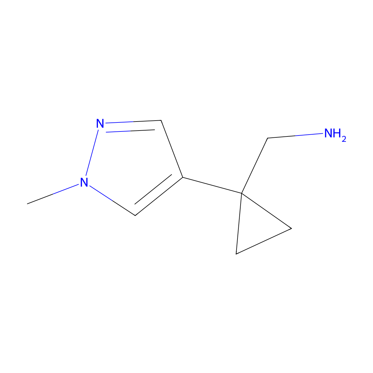 1-[1-(1-methyl-1H-pyrazol-4-yl)cyclopropyl]methanamine molecular structure, CAS 1533920-99-8