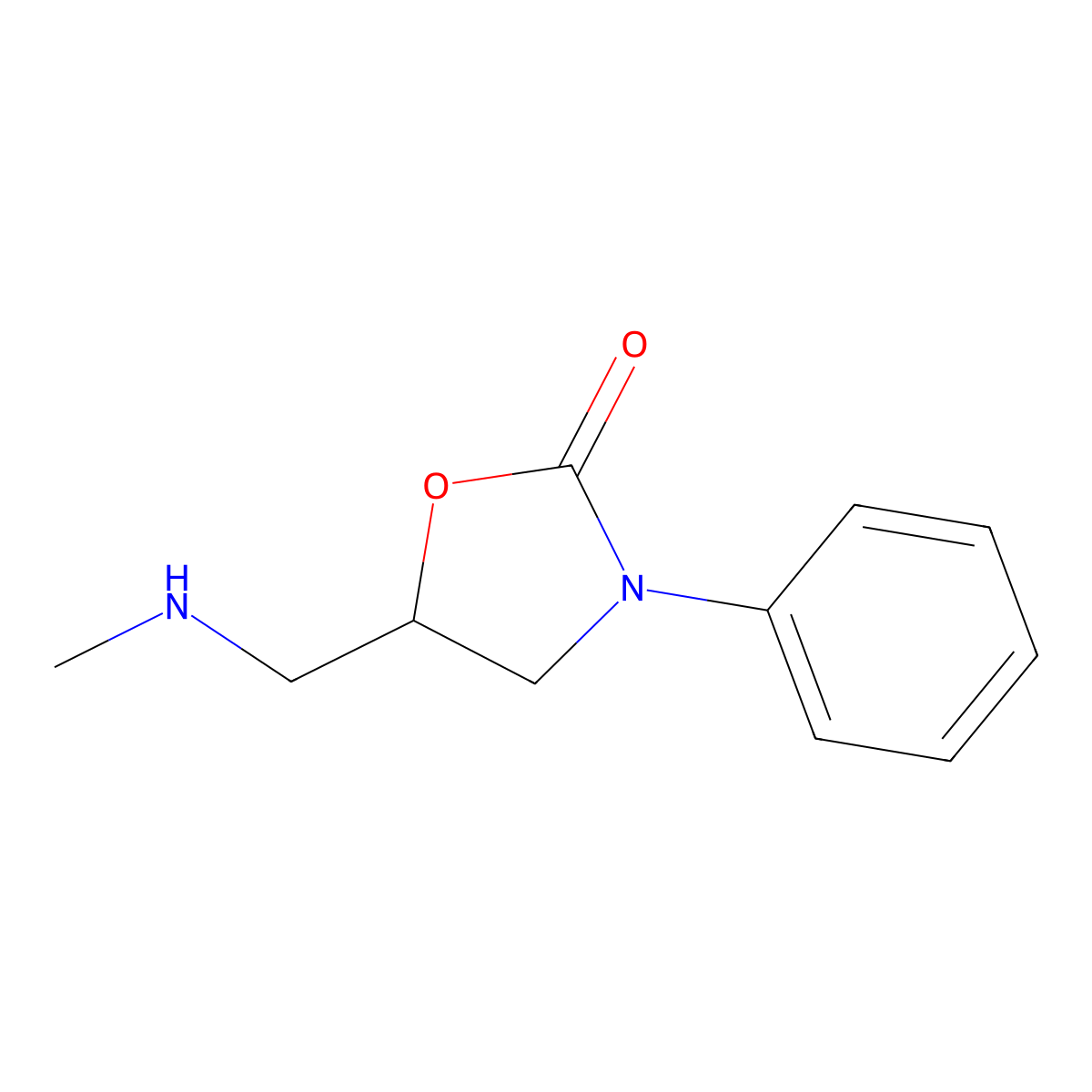 5-[(Methylamino)methyl]-3-phenyl-1,3-oxazolidin-2-one molecular structure, CAS 1533937-14-2