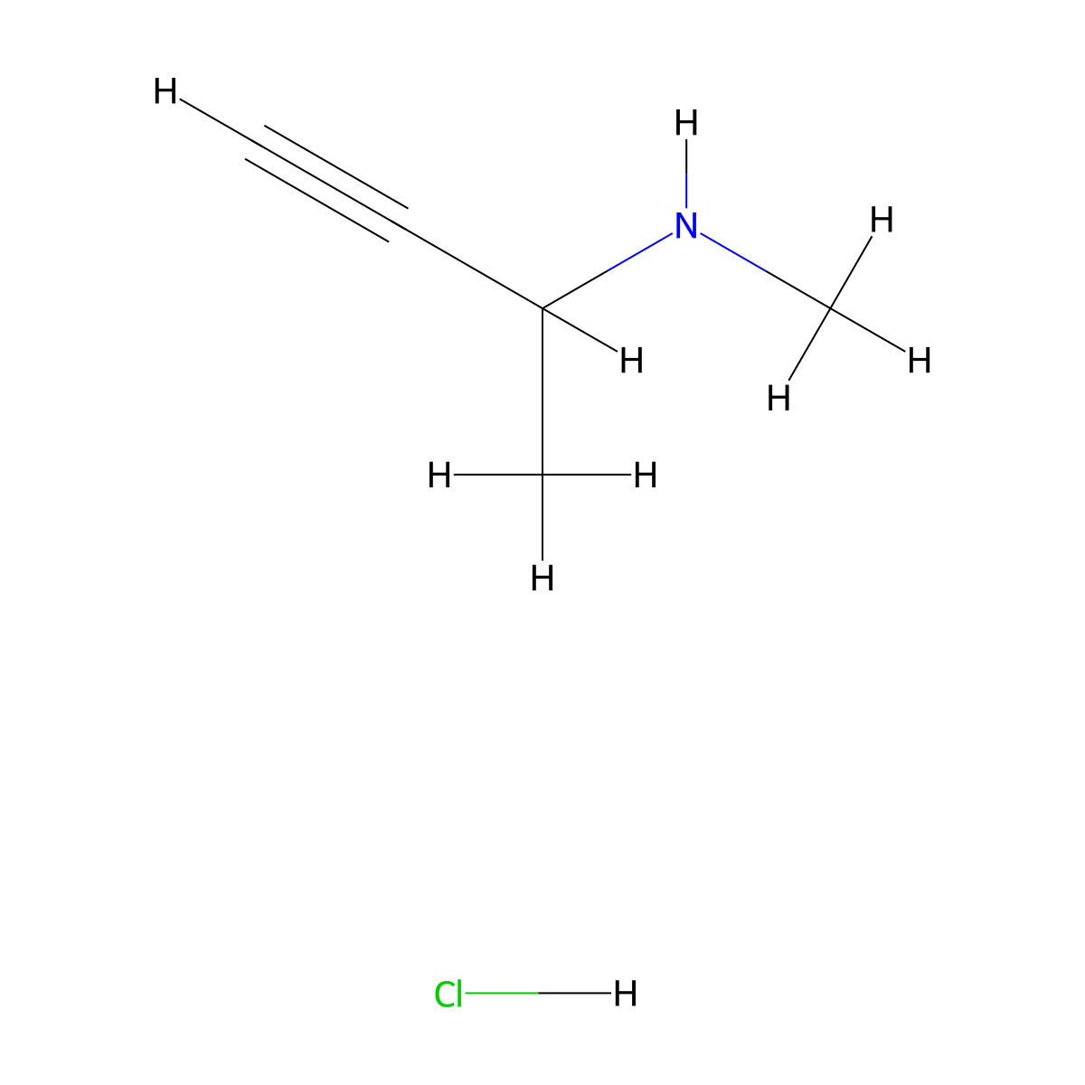 (But-3-yn-2-yl)(methyl)aminehydrochloride molecular structure, CAS 153396-36-2