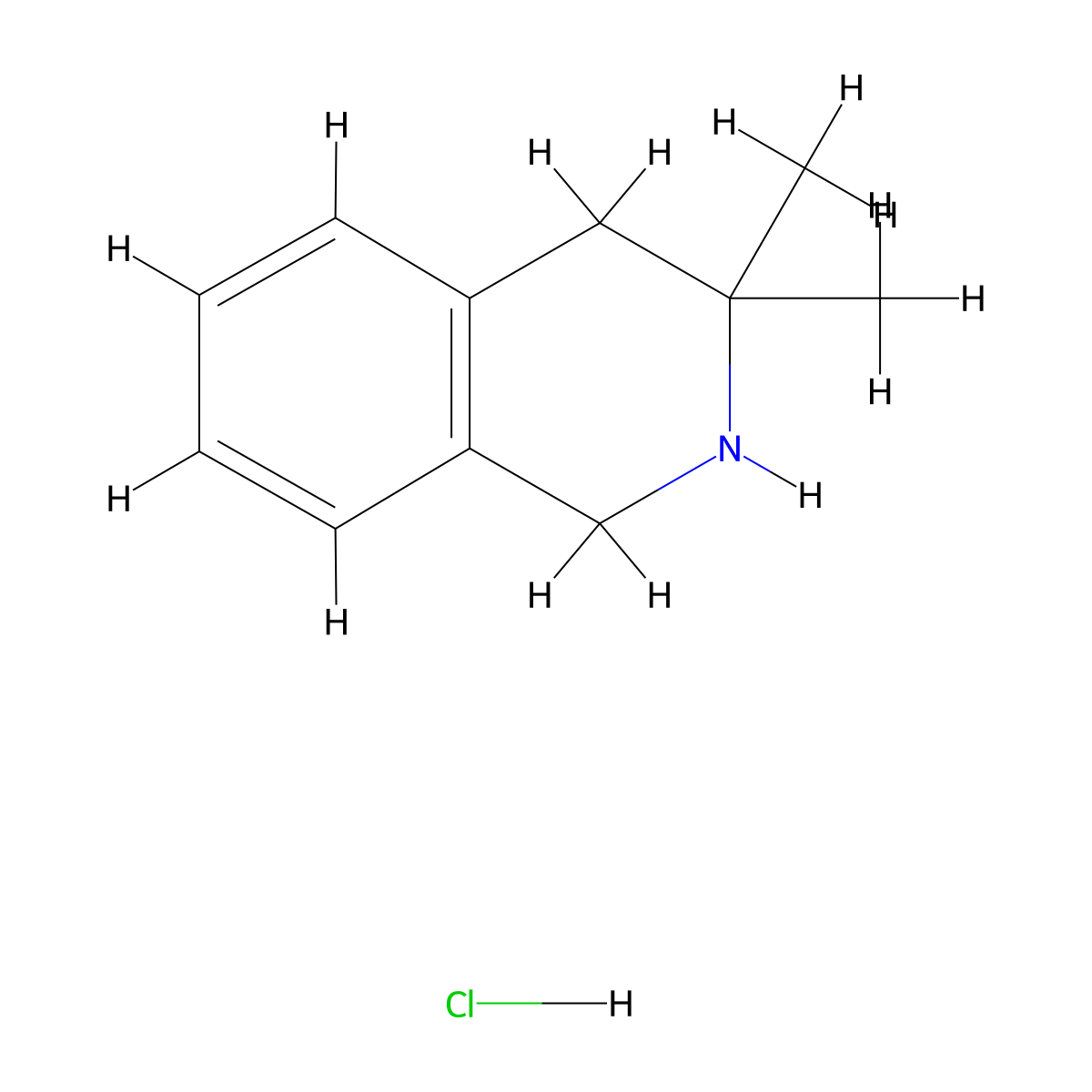 3,3-Dimethyl-1,2,3,4-tetrahydroisoquinoline hydrochloride molecular structure, CAS 153396-85-1