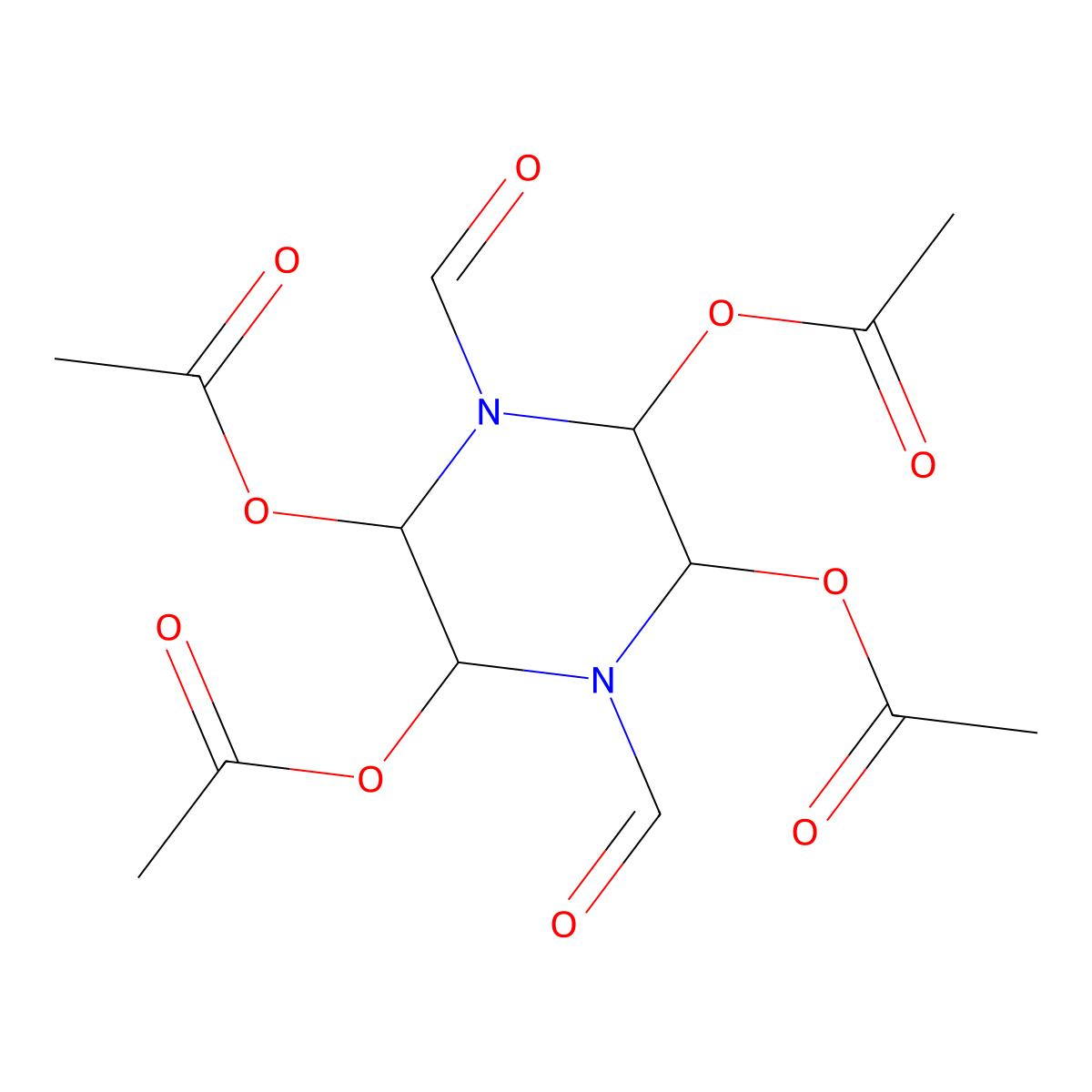 Acetic acid 3,5,6-triacetoxy-1,4-diformyl-piperazin-2-YL ester molecular structure, CAS 1534-18-5