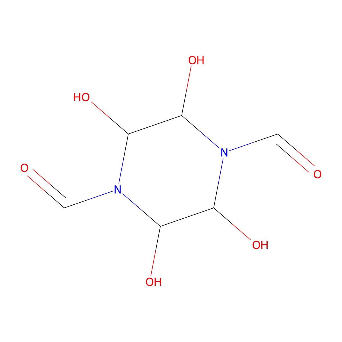 2,3,5,6-Tetrahydroxypiperazine-1,4-dicarbaldehyde molecular structure, CAS 1534-22-1
