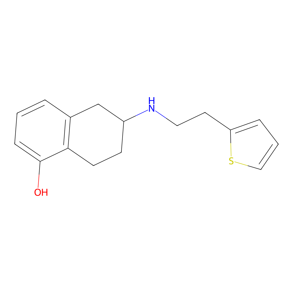 (S)-6-((2-(Thiophen-2-yl)ethyl)amino)-5,6,7,8-tetrahydronaphthalen-1-ol molecular structure, CAS 153409-14-4