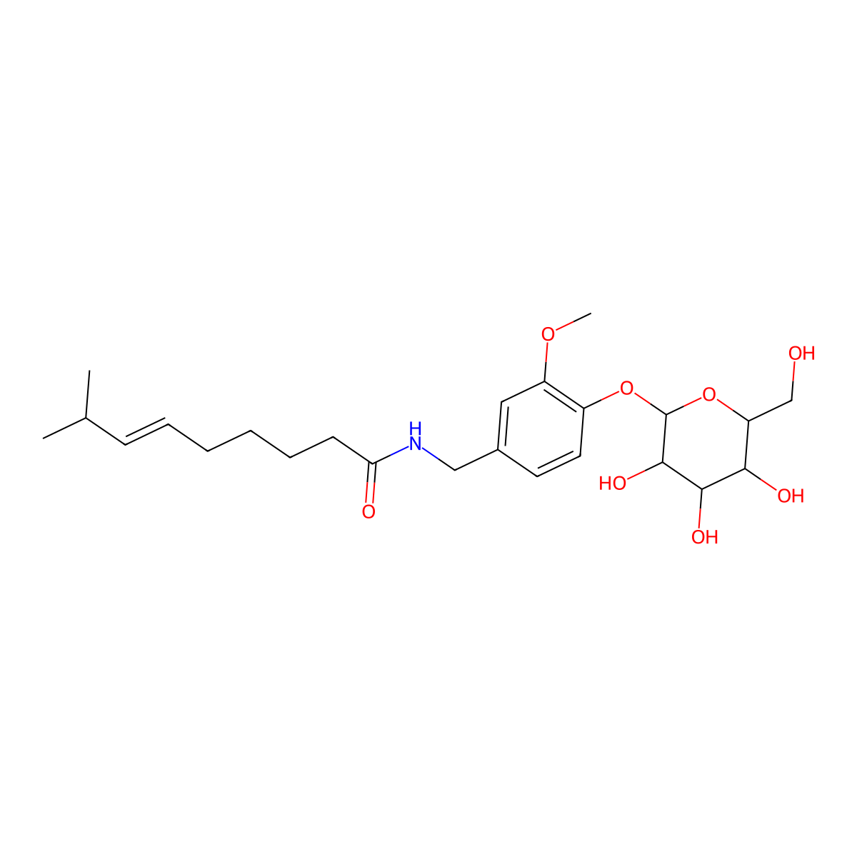 Capsaicin beta-D-Glucopyranoside molecular structure, CAS 153409-16-6
