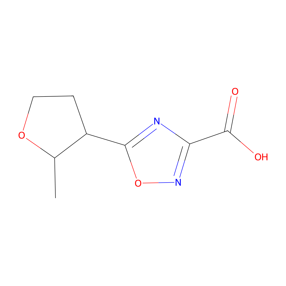 5-(2-Methyloxolan-3-yl)-1,2,4-oxadiazole-3-carboxylic acid molecular structure, CAS 1534092-77-7