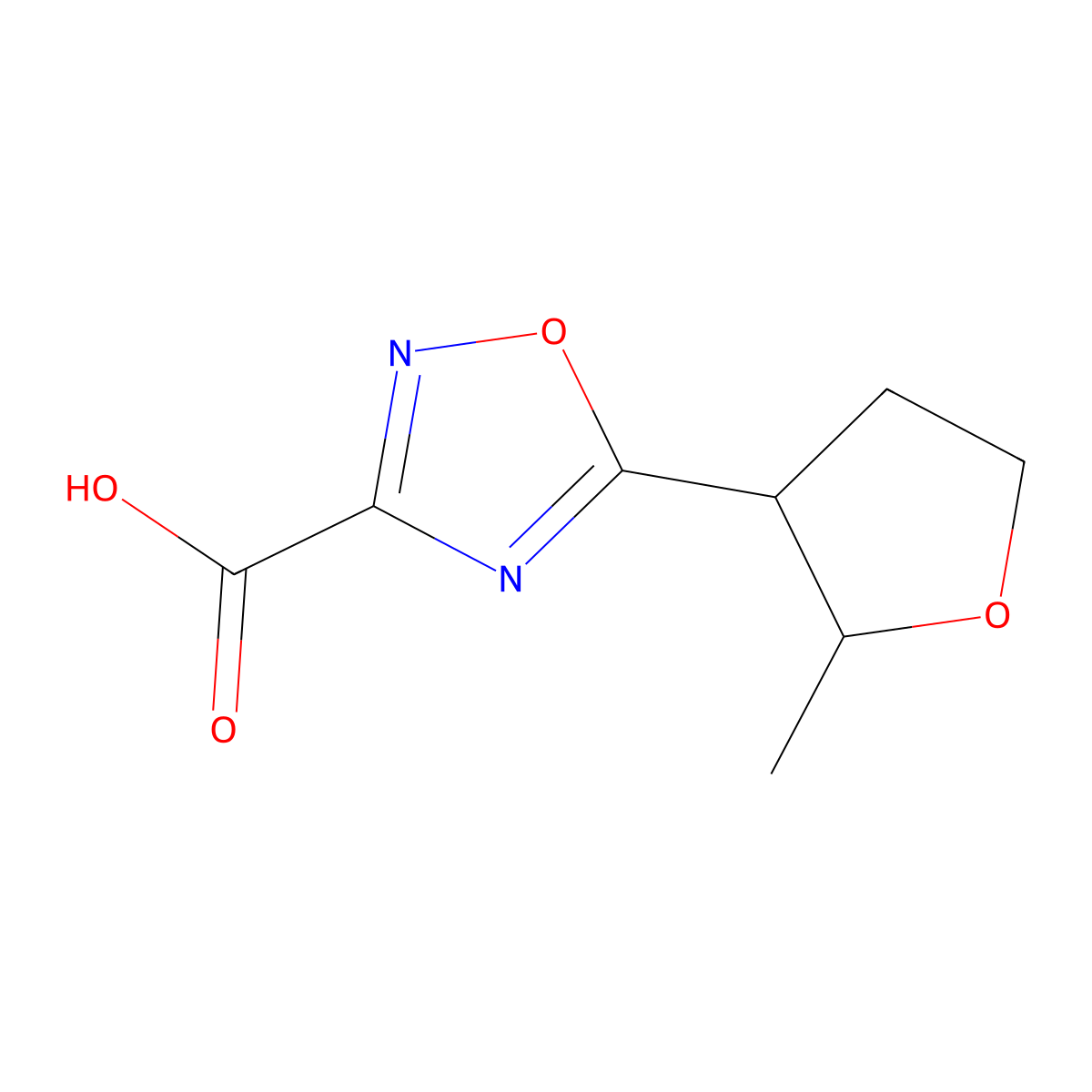 5-(2-Methyloxolan-3-yl)-1,2,4-oxadiazole-3-carboxylic acid molecular structure, CAS 1534092-77-7